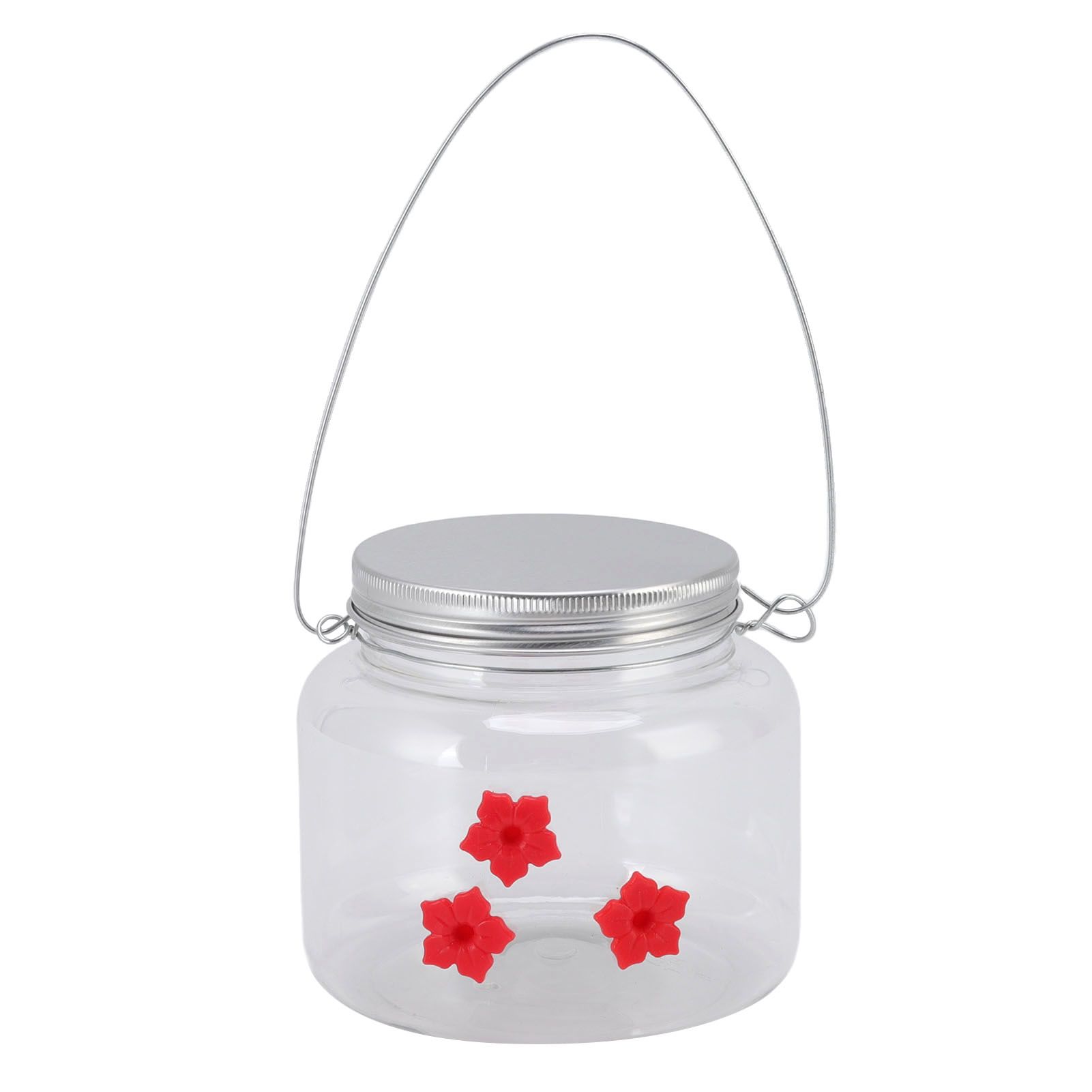 Hanging Bird Feeder 475ml Unique Red Flowers Design 3 Feeding Ports Wide — image 1