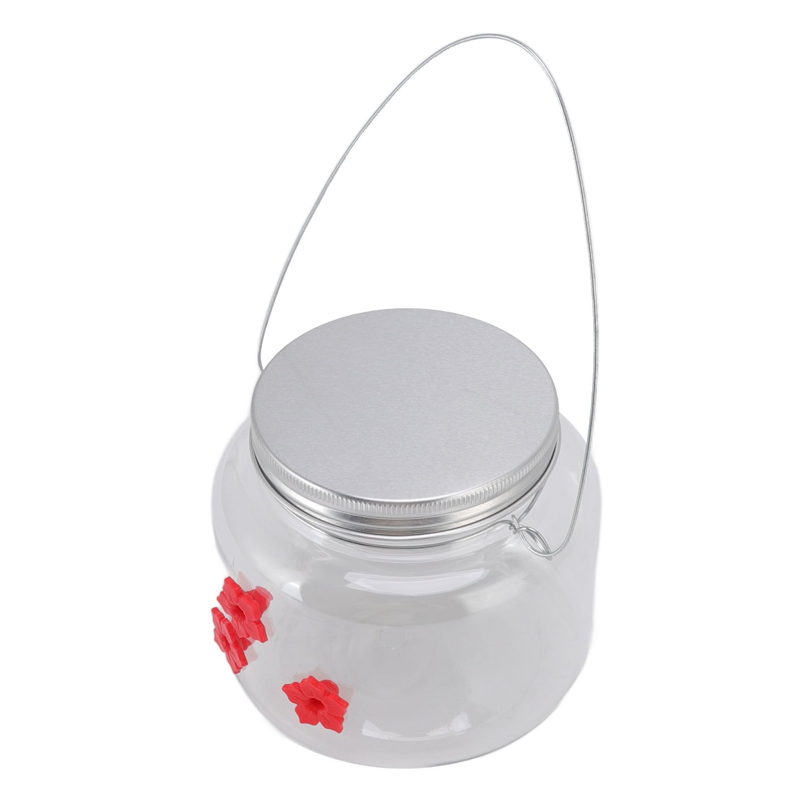 Hanging Bird Feeder 475ml Unique Red Flowers Design 3 Feeding Ports Wide view 2
