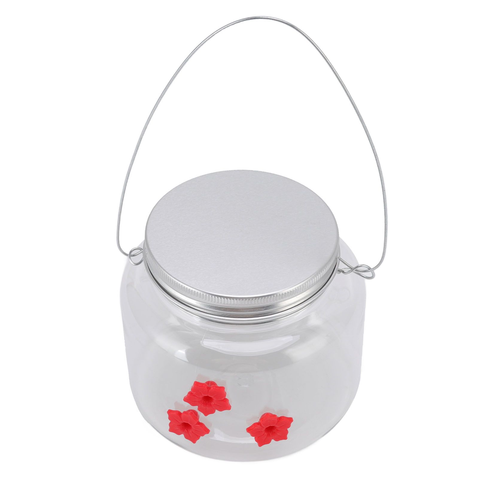Hanging Bird Feeder 475ml Unique Red Flowers Design 3 Feeding Ports Wide view 4