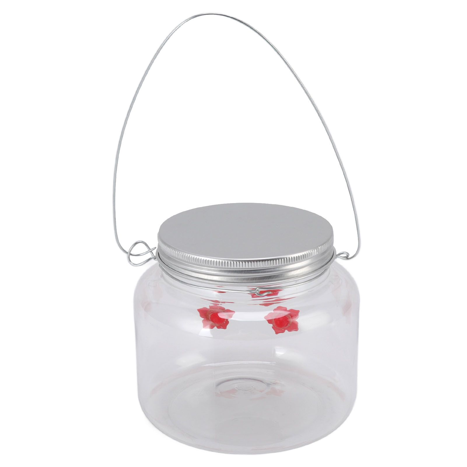 Hanging Bird Feeder 475ml Unique Red Flowers Design 3 Feeding Ports Wide view 5