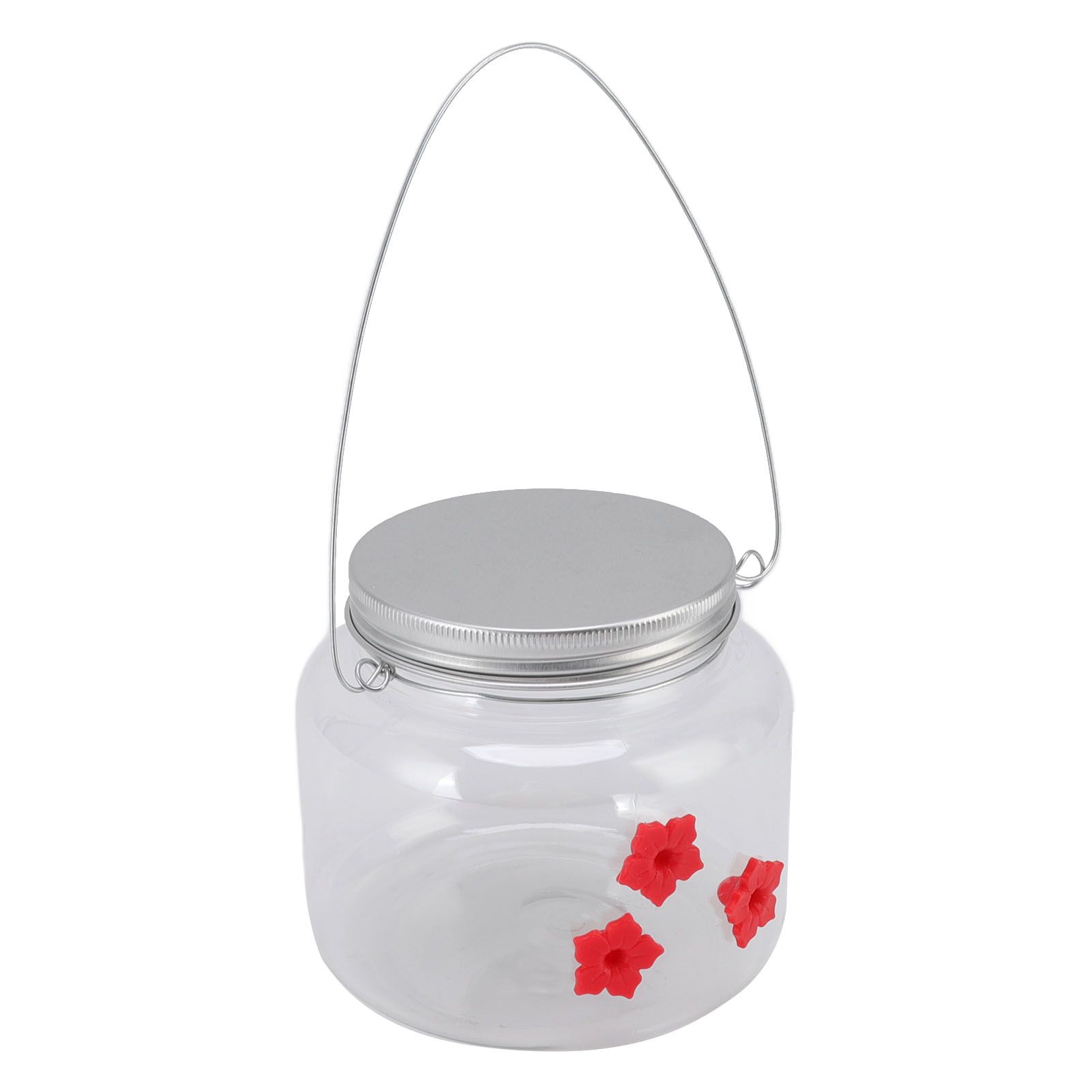 Hanging Bird Feeder 475ml Unique Red Flowers Design 3 Feeding Ports Wide view 8