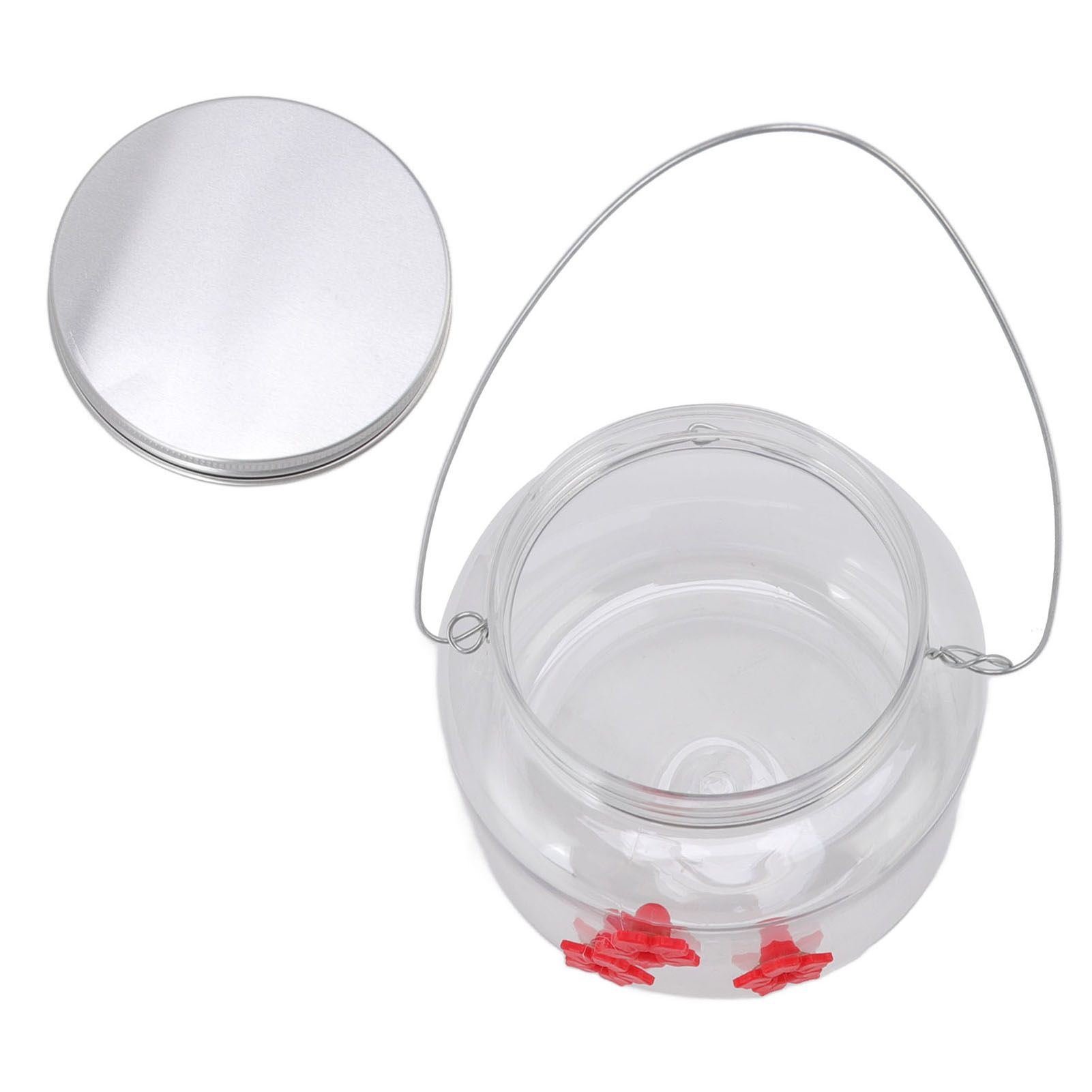 Hanging Bird Feeder 475ml Unique Red Flowers Design 3 Feeding Ports Wide view 10