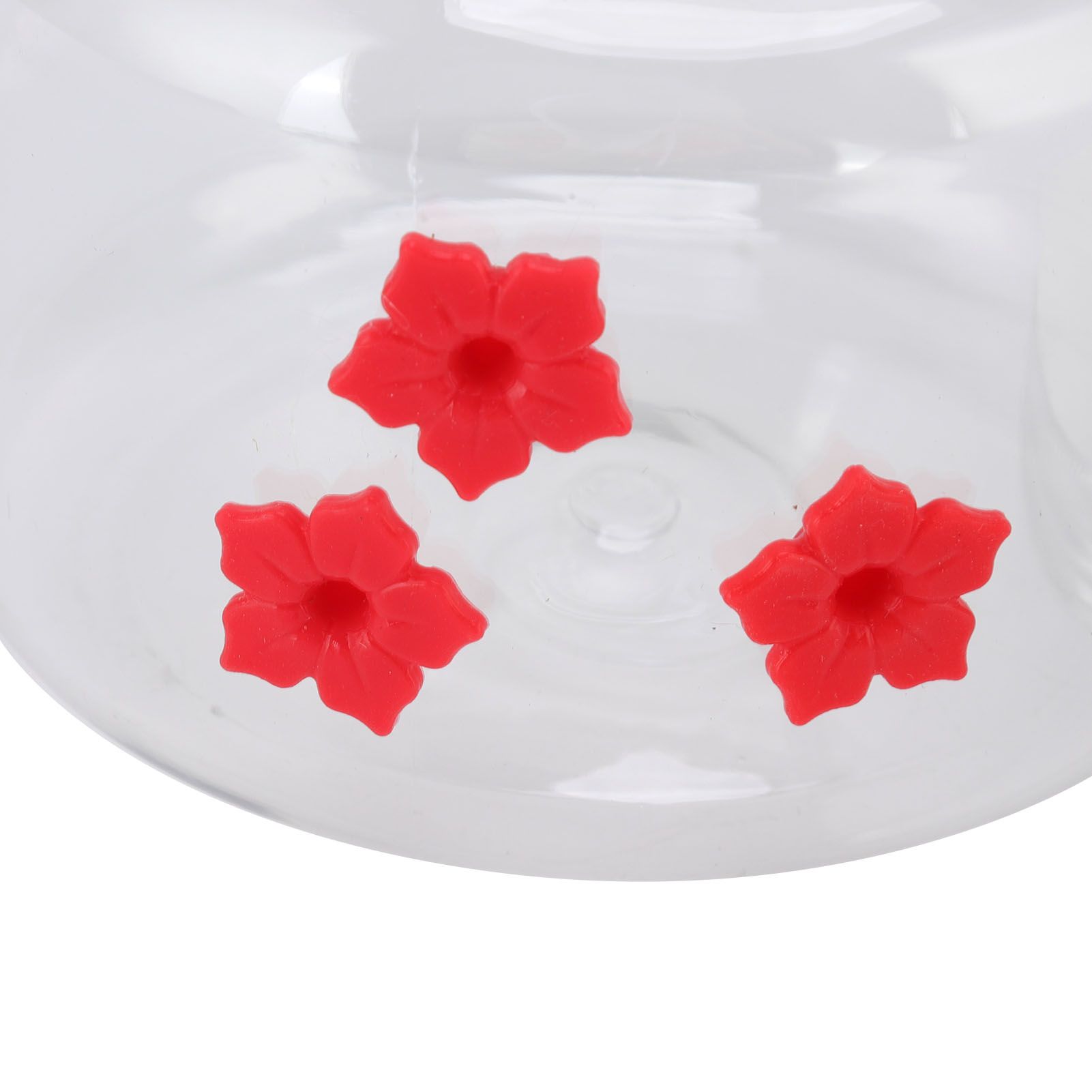Hanging Bird Feeder 475ml Unique Red Flowers Design 3 Feeding Ports Wide view 14