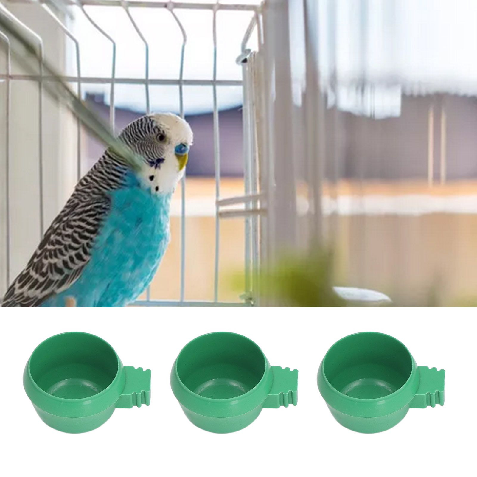 25Pcs Mini Bird Parrots Food Water Bowl Inlay Installation Round Green Parrots view 11