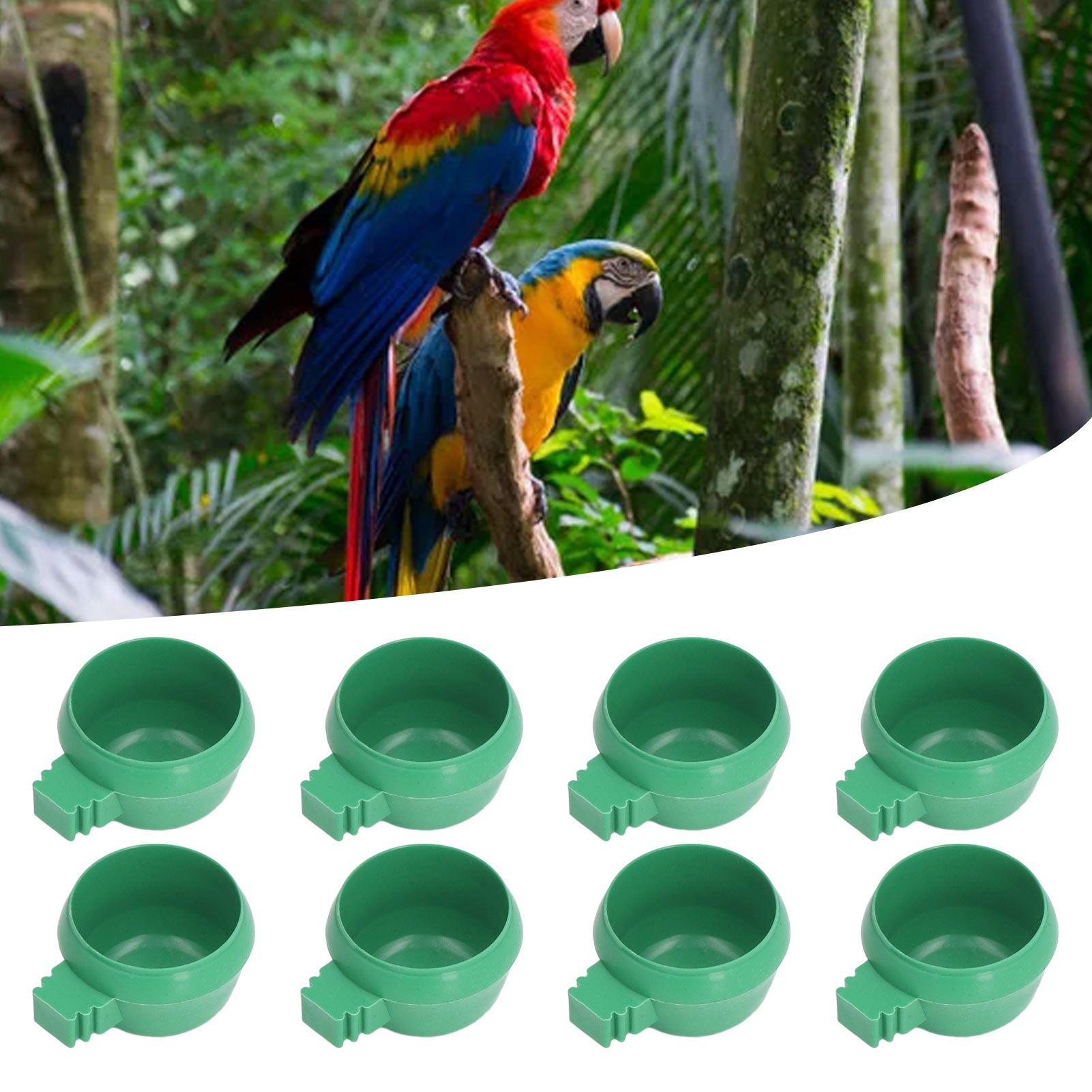25Pcs Mini Bird Parrots Food Water Bowl Inlay Installation Round Green Parrots view 12