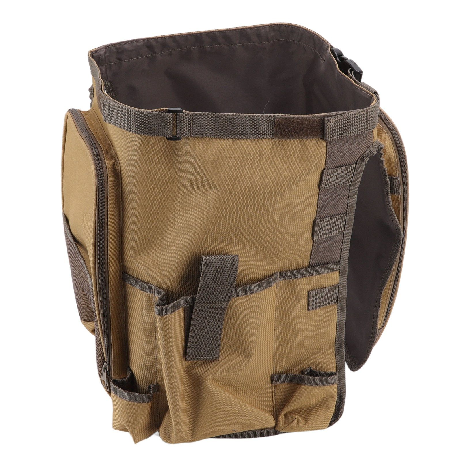 Bucket Organization Bag Round Shape Large Capacity Portable Handle Khaki view 3