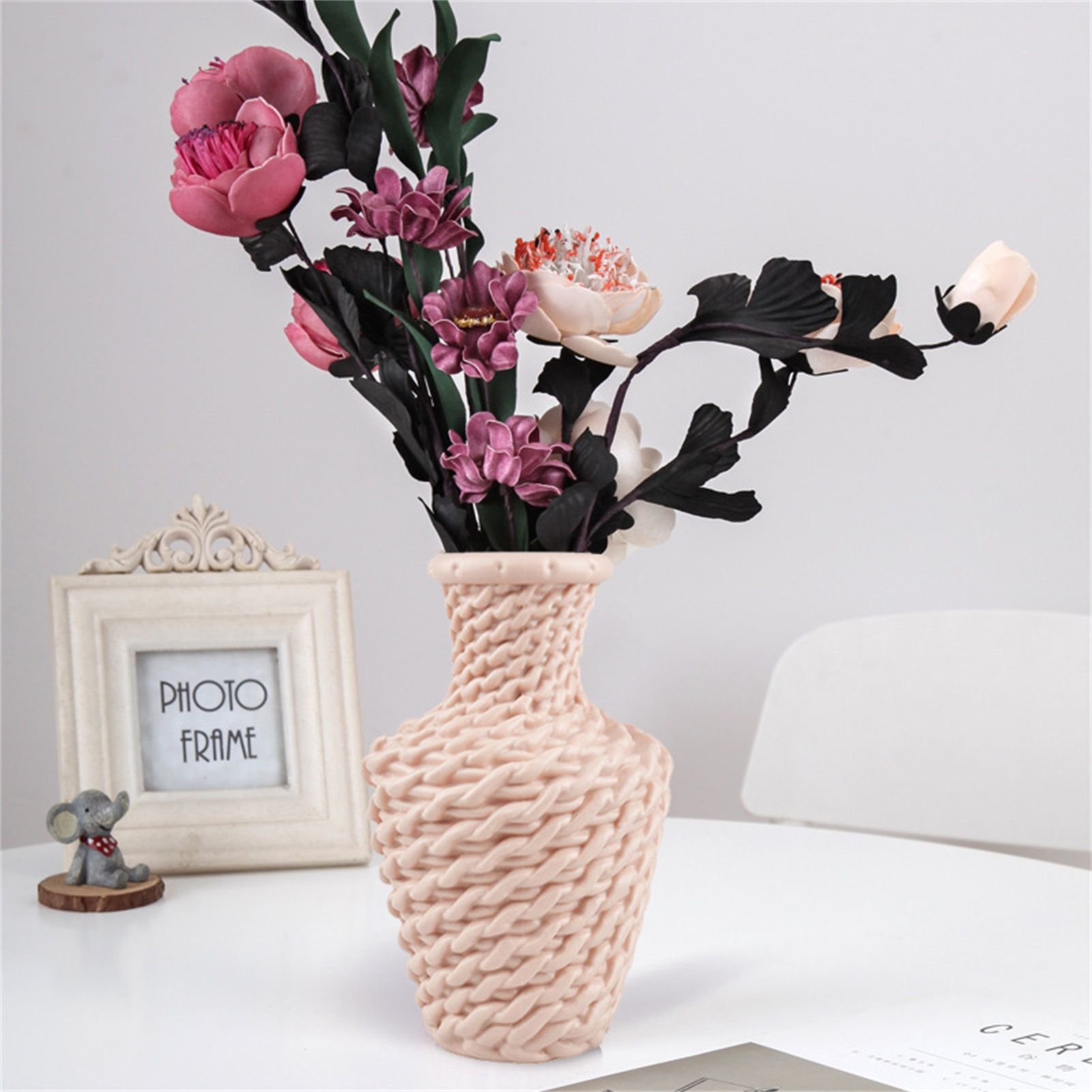 Vase Flower Vase Nordic Style Plastic Flower Decoration Imitation Rattan Vase view 2