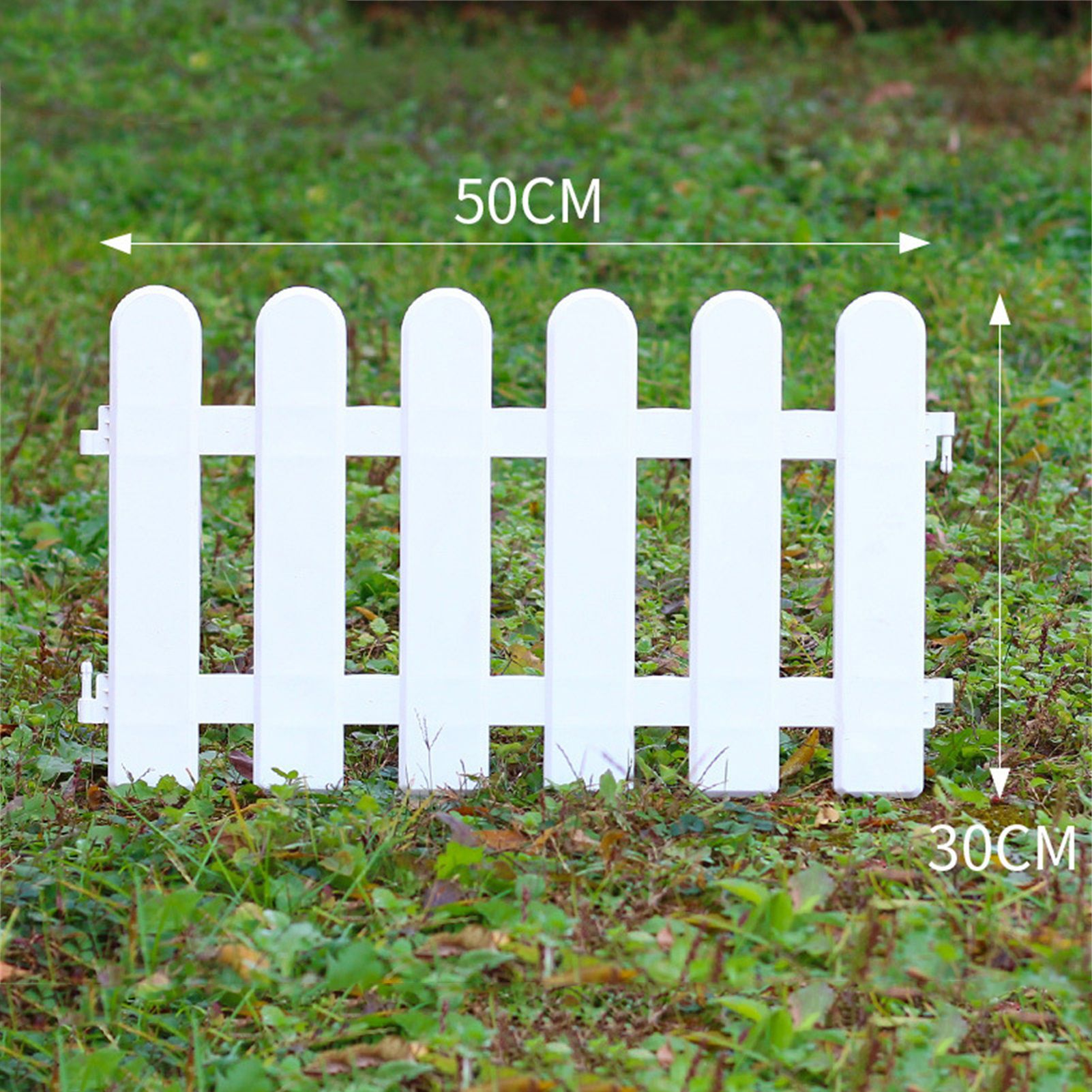 White Edgings Garden Picket Fence Ornamental Grass Lawn Flowerbeds Plant view 5