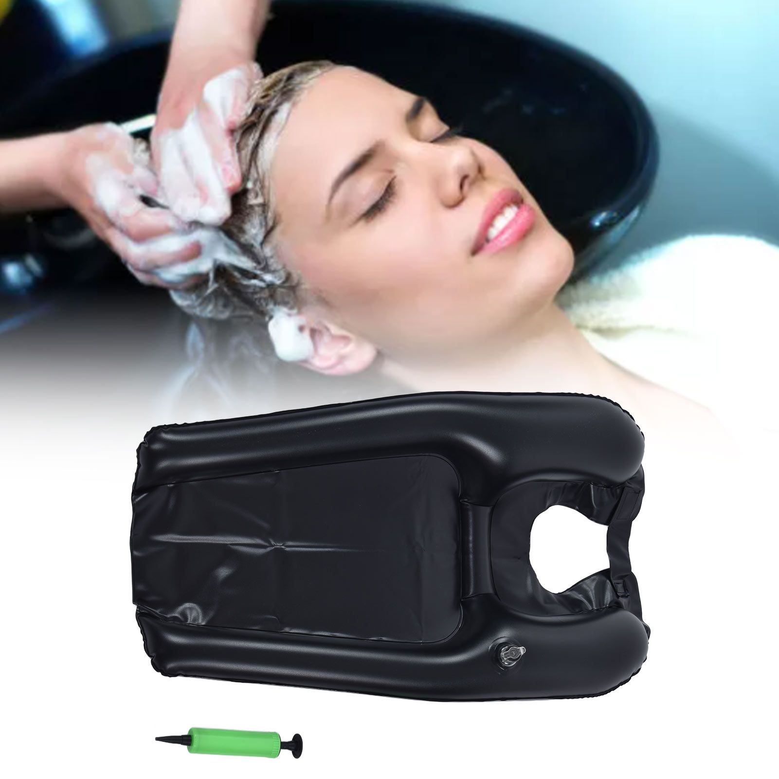 Inflatable Shampoo Bowl Portable Hair Washing Tray with Inflator Pump view 12
