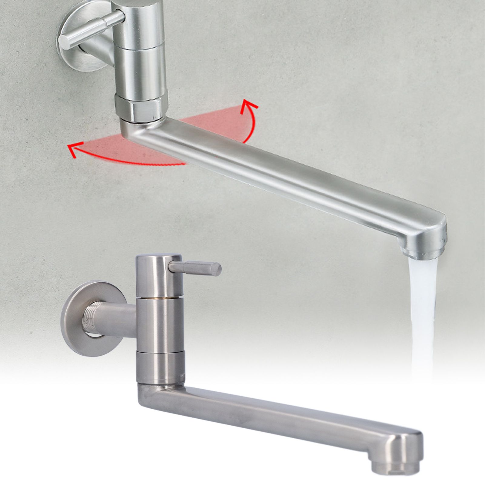 G1/2 Lengthen Water Faucet 304 Stainless Steel Single Cold Water Tap for view 12