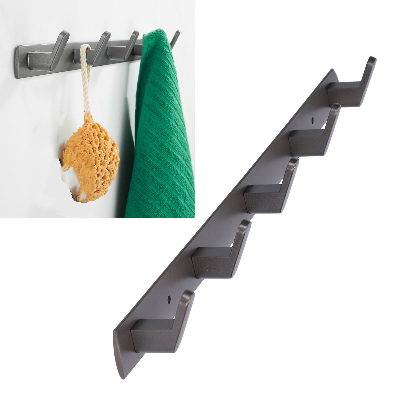 45cm Row Hook Wall Mount Aluminium Alloy Coat Towel Hook for Kitchen Bathroom view 11