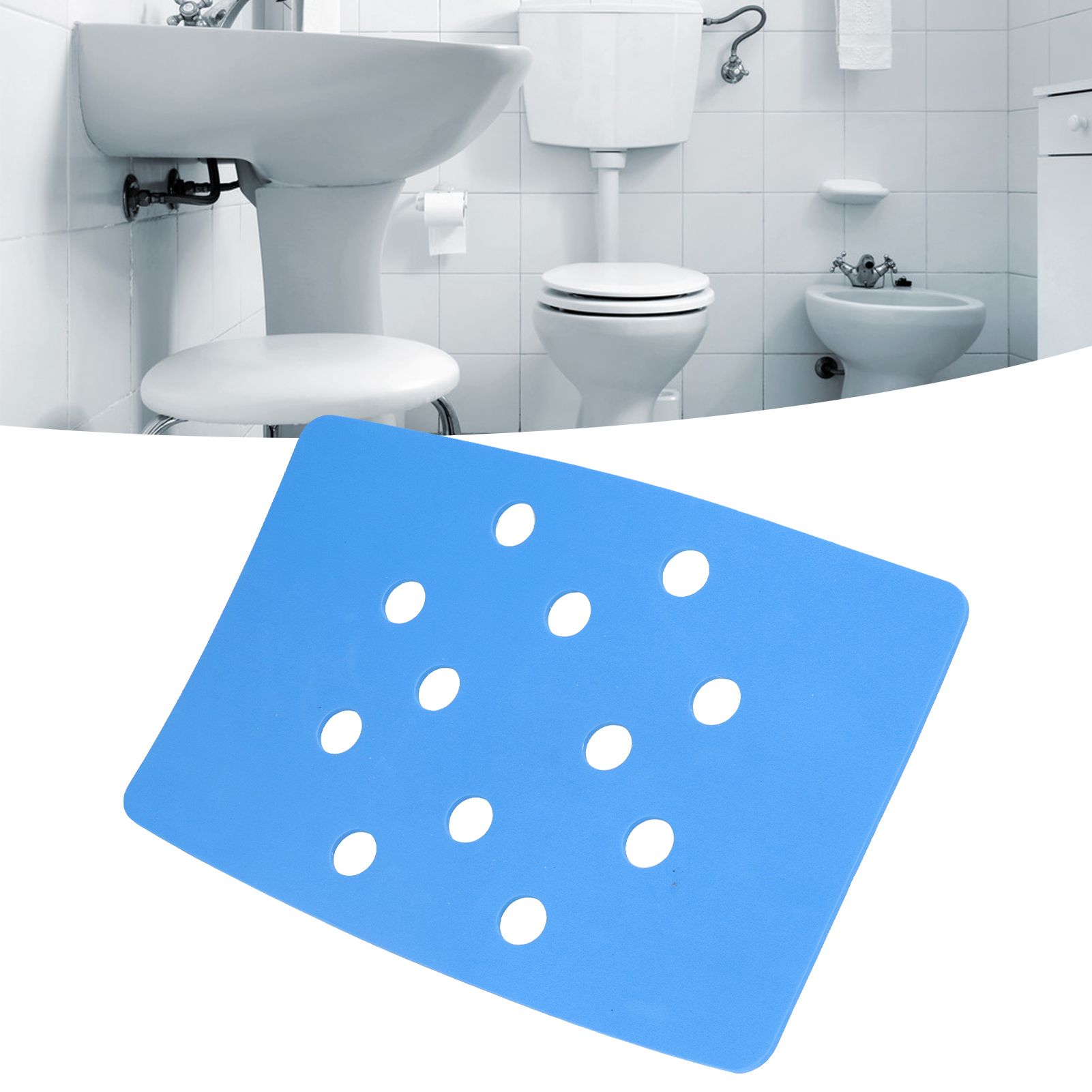 Shower Chair Cushion Paste Fixed Keep Warm EVA Blue Perforation Design view 12