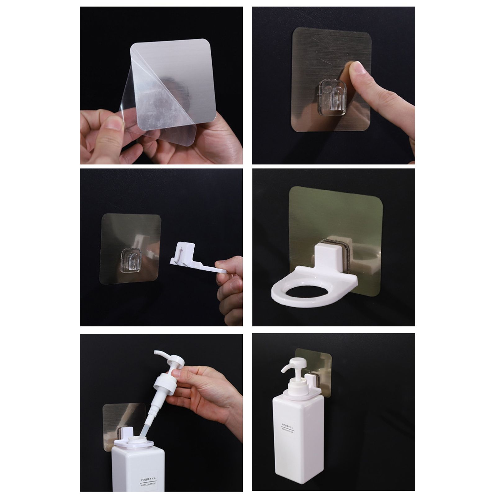 Soap Liquid Hook Self Adhesive Wall Mounted Shower Gel Bottle Rack Shampoo view 15