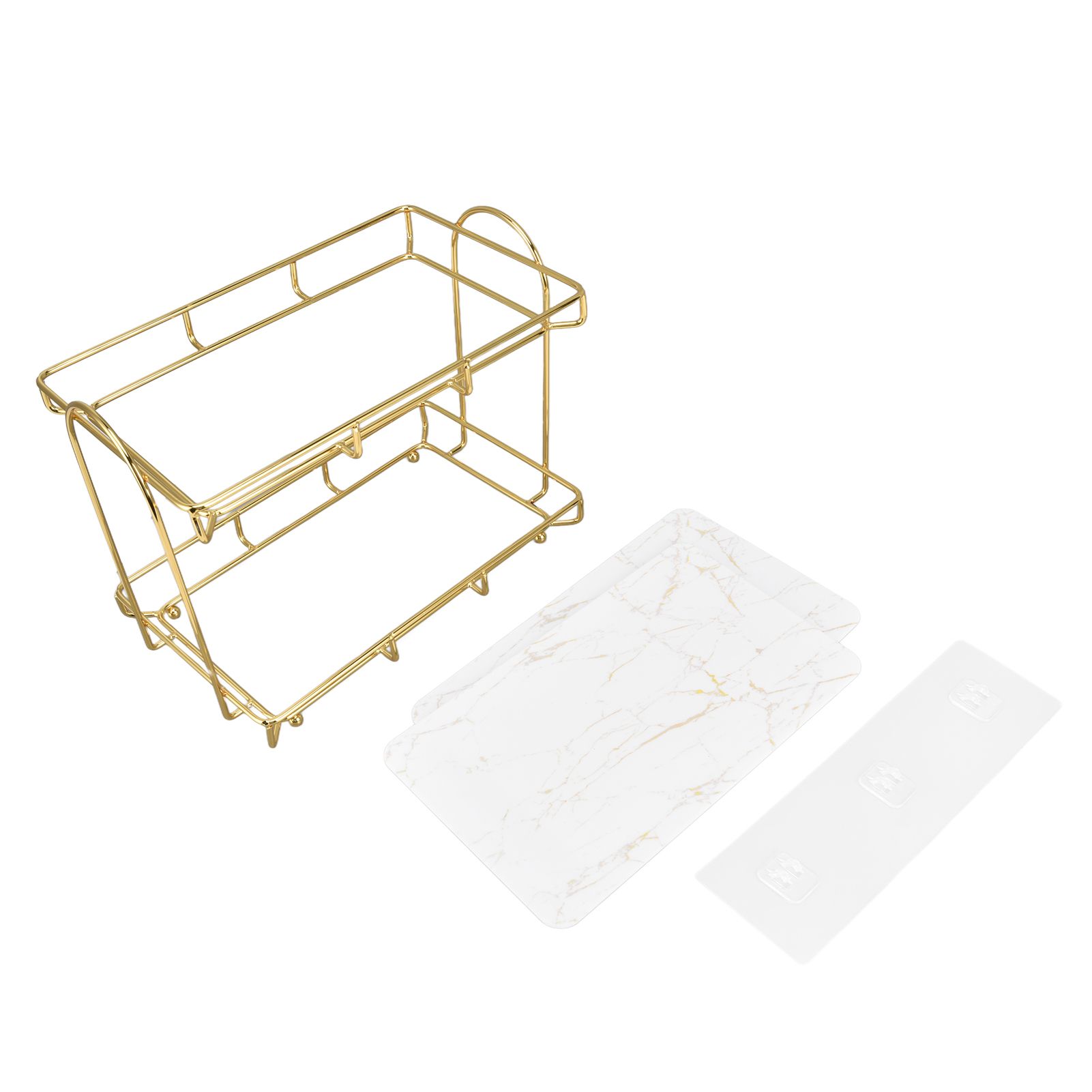 Bathroom Countertop Rack Large Capacity 2 Tiers Gold Bathroom Countertop Rack — image 1