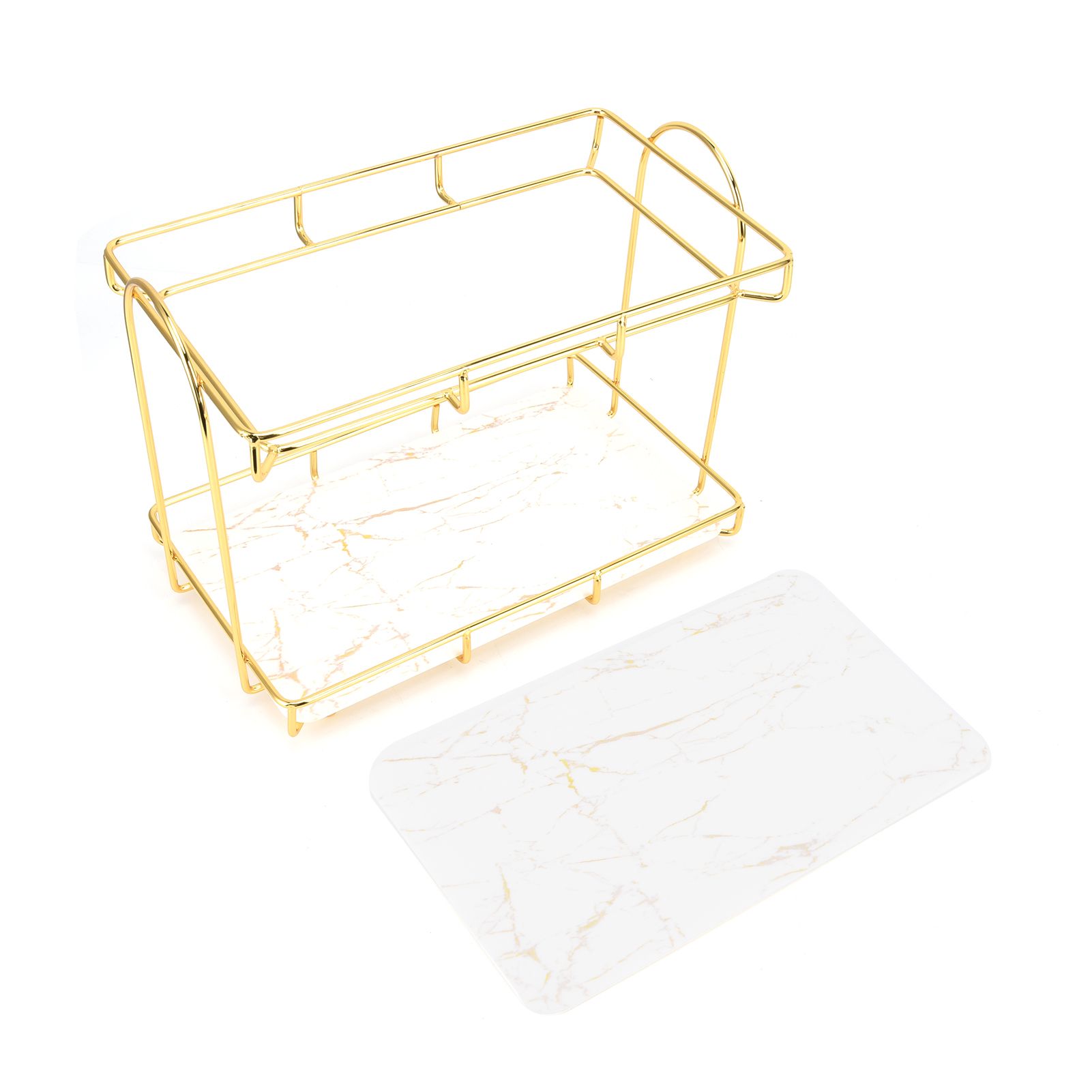 Bathroom Countertop Rack Large Capacity 2 Tiers Gold Bathroom Countertop Rack view 2