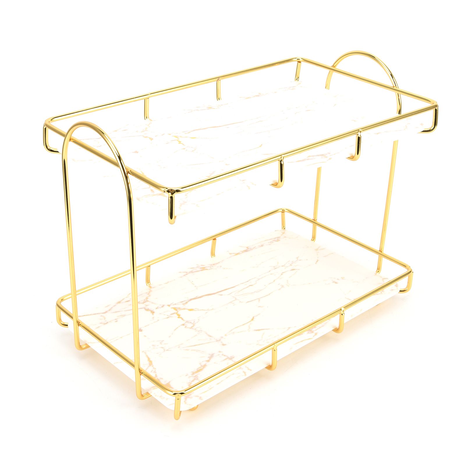 Bathroom Countertop Rack Large Capacity 2 Tiers Gold Bathroom Countertop Rack view 3