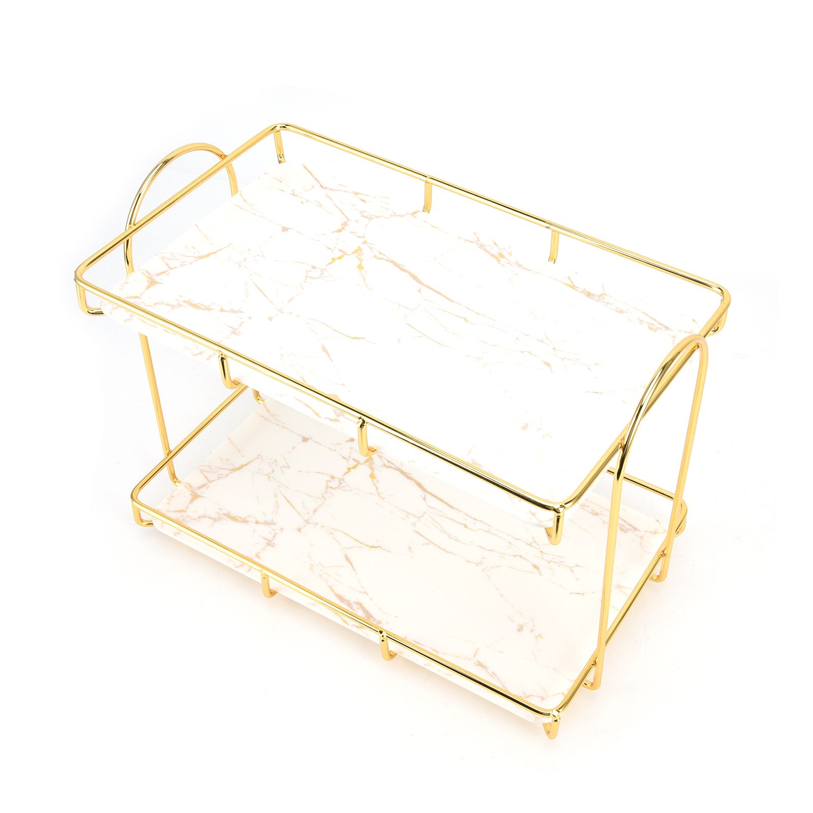Bathroom Countertop Rack Large Capacity 2 Tiers Gold Bathroom Countertop Rack view 7