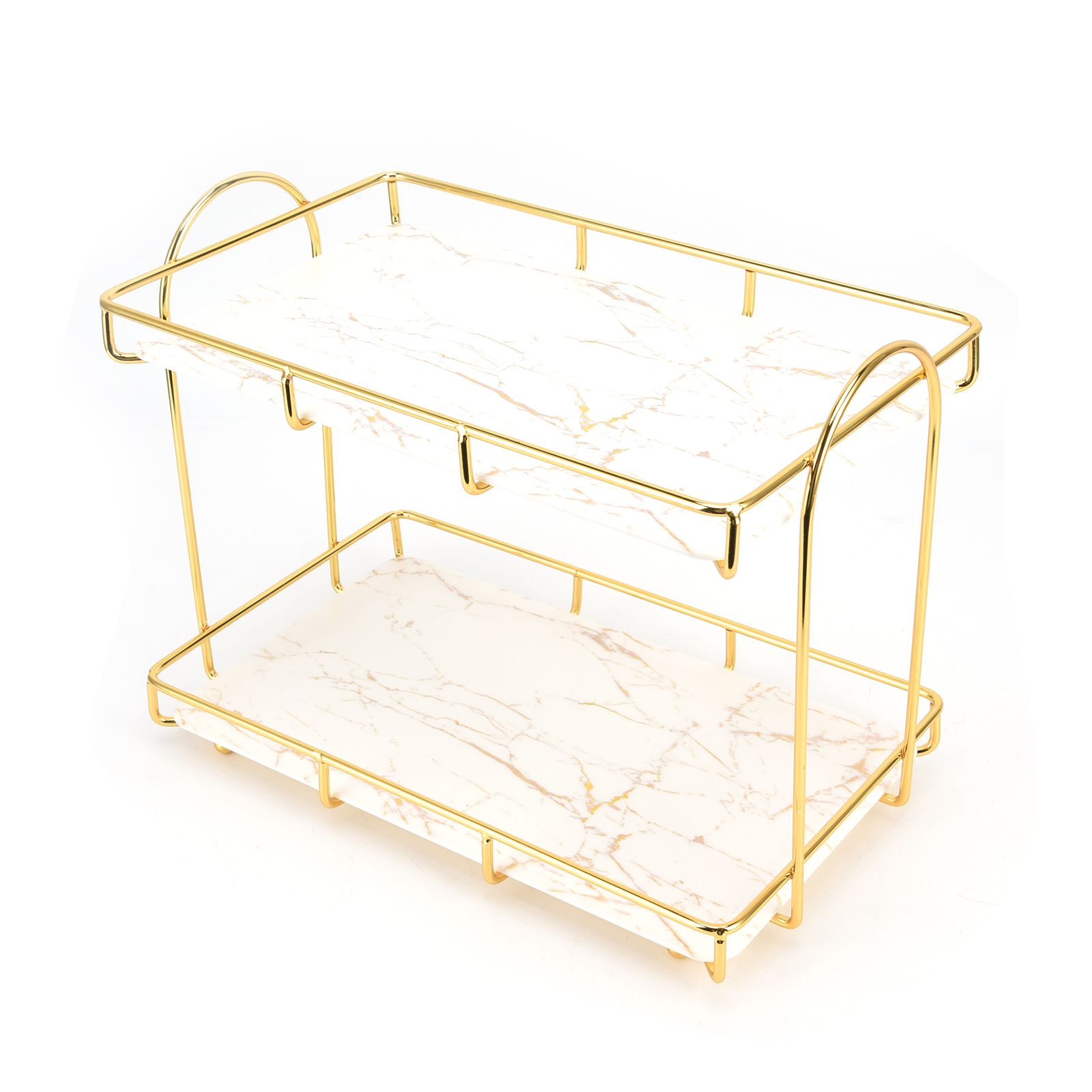 Bathroom Countertop Rack Large Capacity 2 Tiers Gold Bathroom Countertop Rack view 8