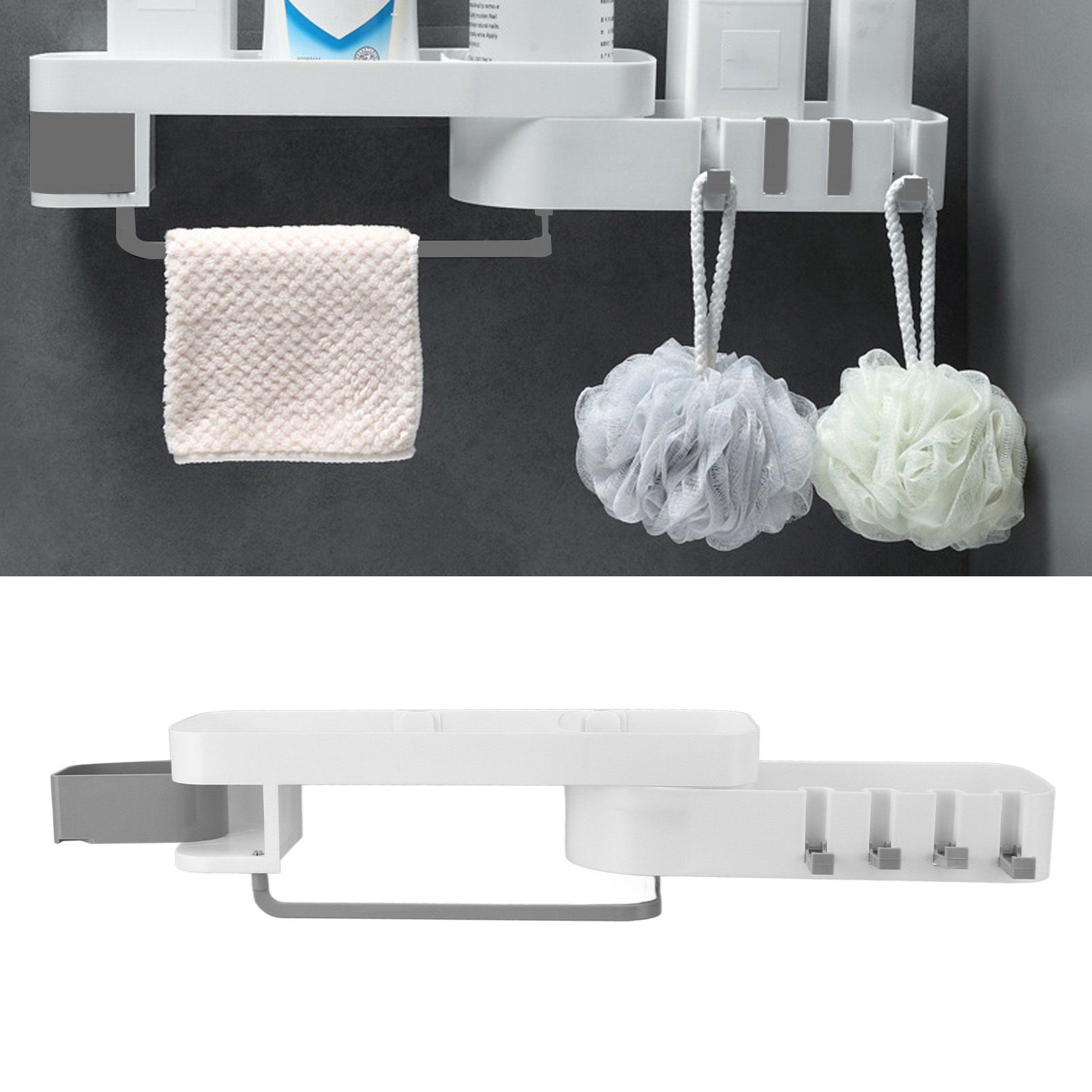 Bathroom Corner Rack Double Layer Rotatable Wall Mounted Stylish Simple view 12