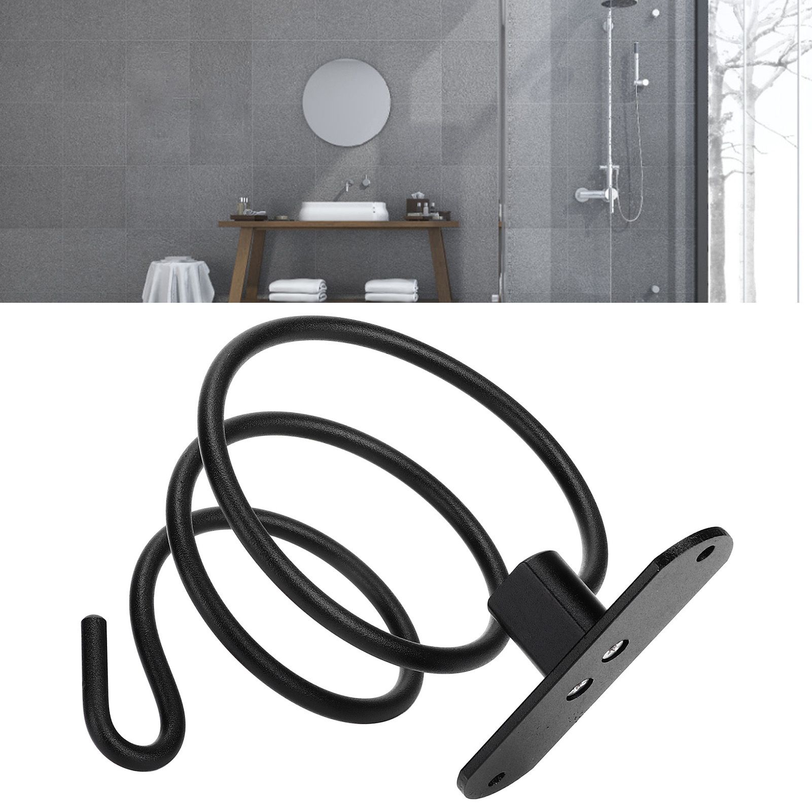 Hair Dryer Holder Wall Mounted Bathroom Blower Hanging Rack Organizer Punching view 12