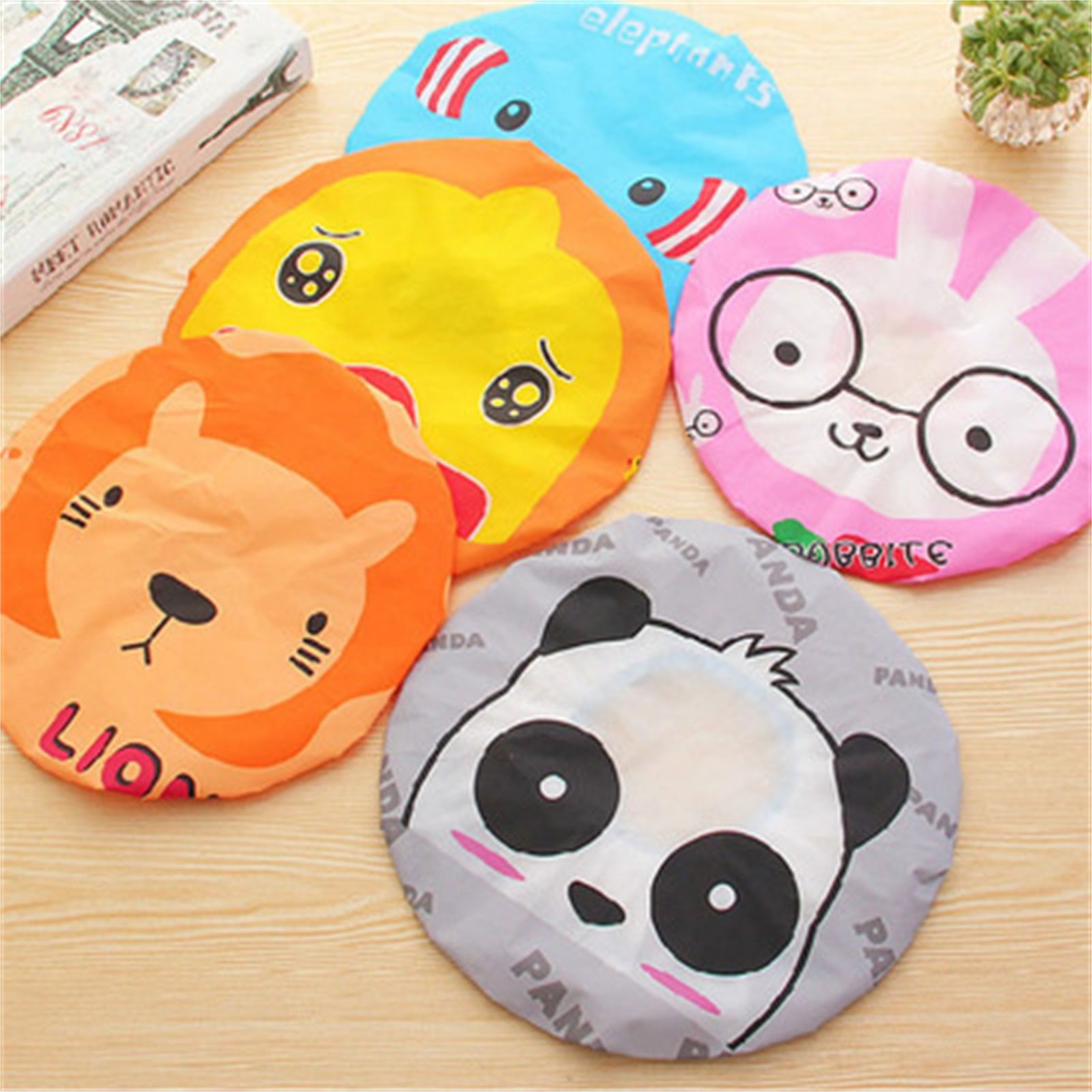 Bath Shower Cap Reusable Waterproof Kitchen Oilproof Hair Hat Cute Cartoon view 3