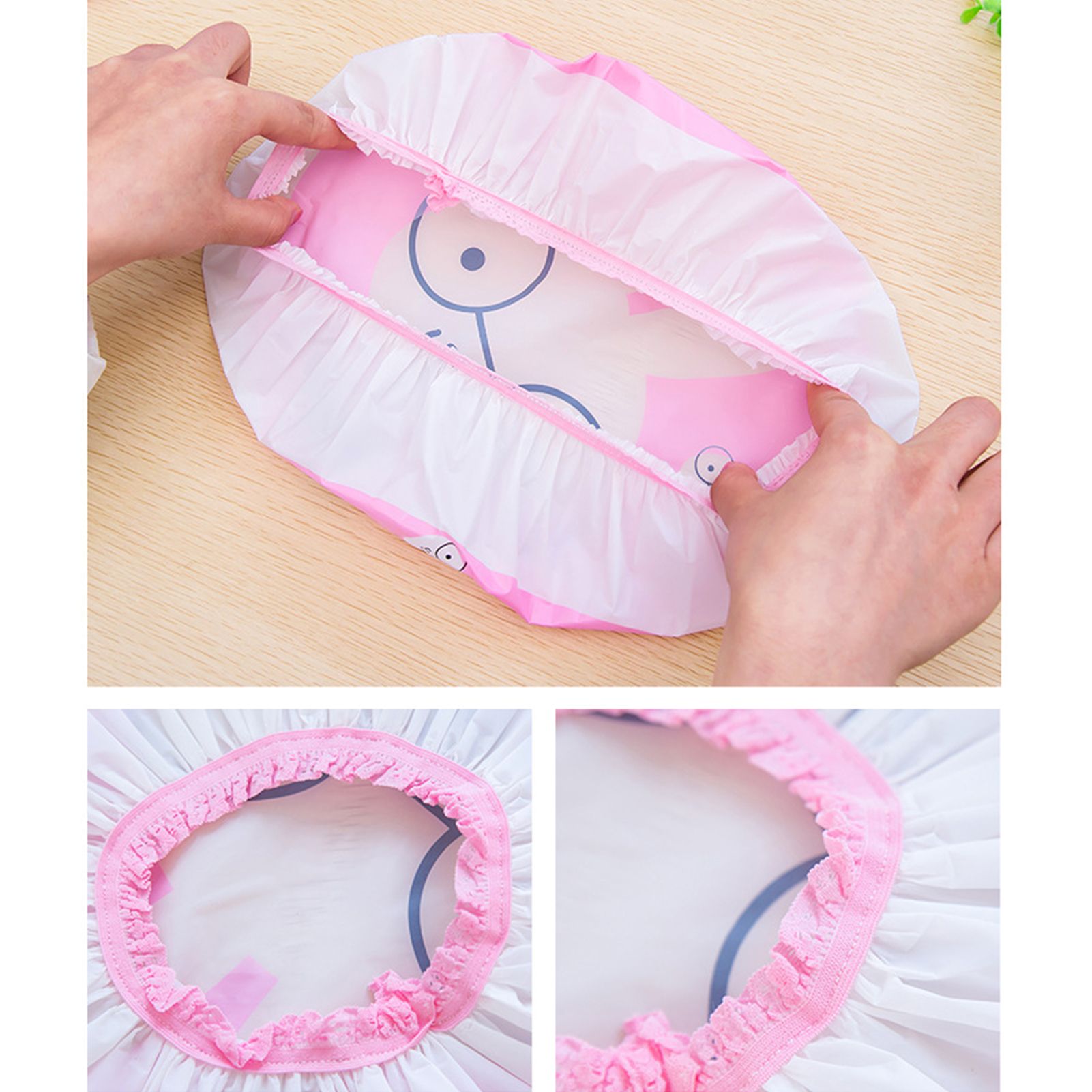 Bath Shower Cap Reusable Waterproof Kitchen Oilproof Hair Hat Cute Cartoon view 9