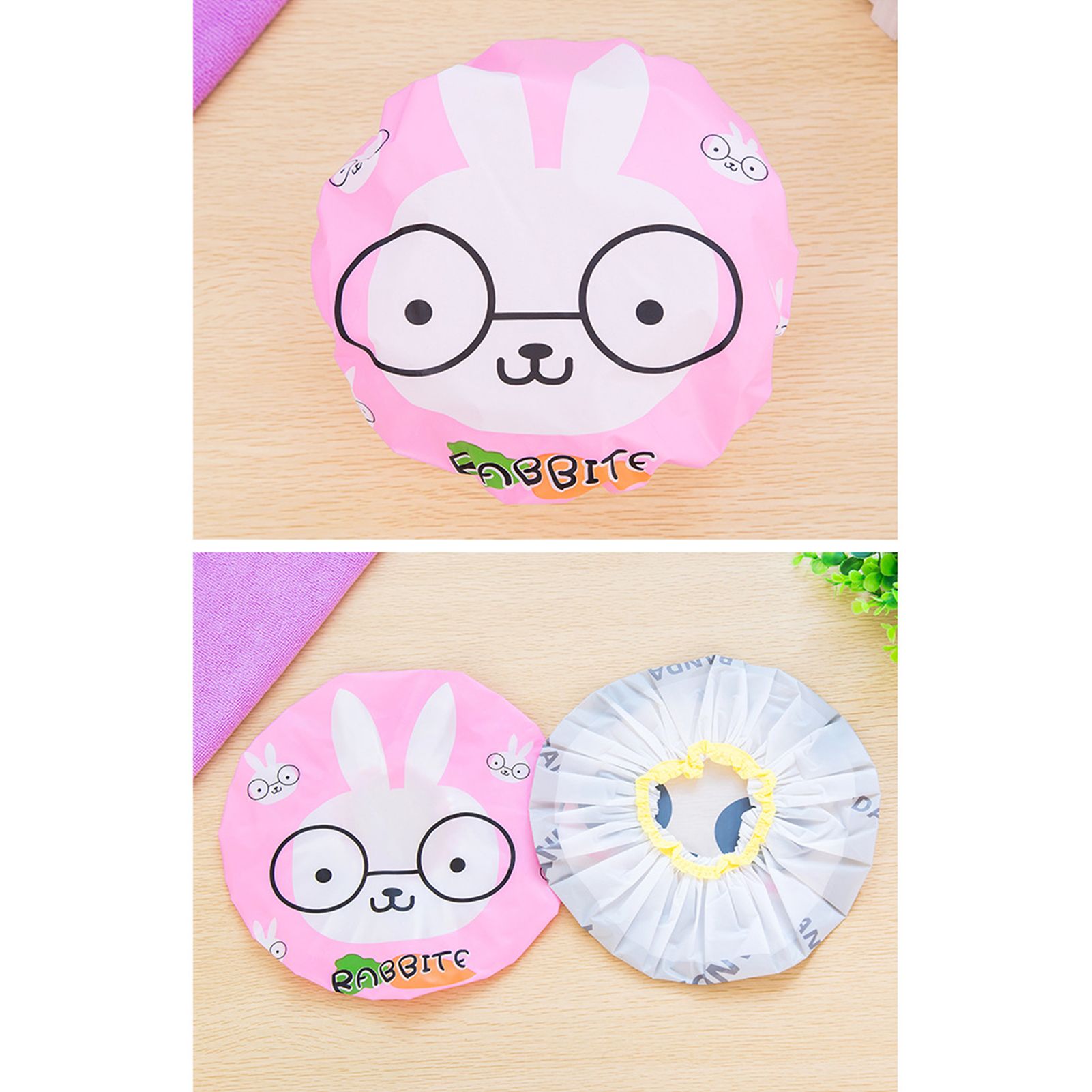 Bath Shower Cap Reusable Waterproof Kitchen Oilproof Hair Hat Cute Cartoon view 11