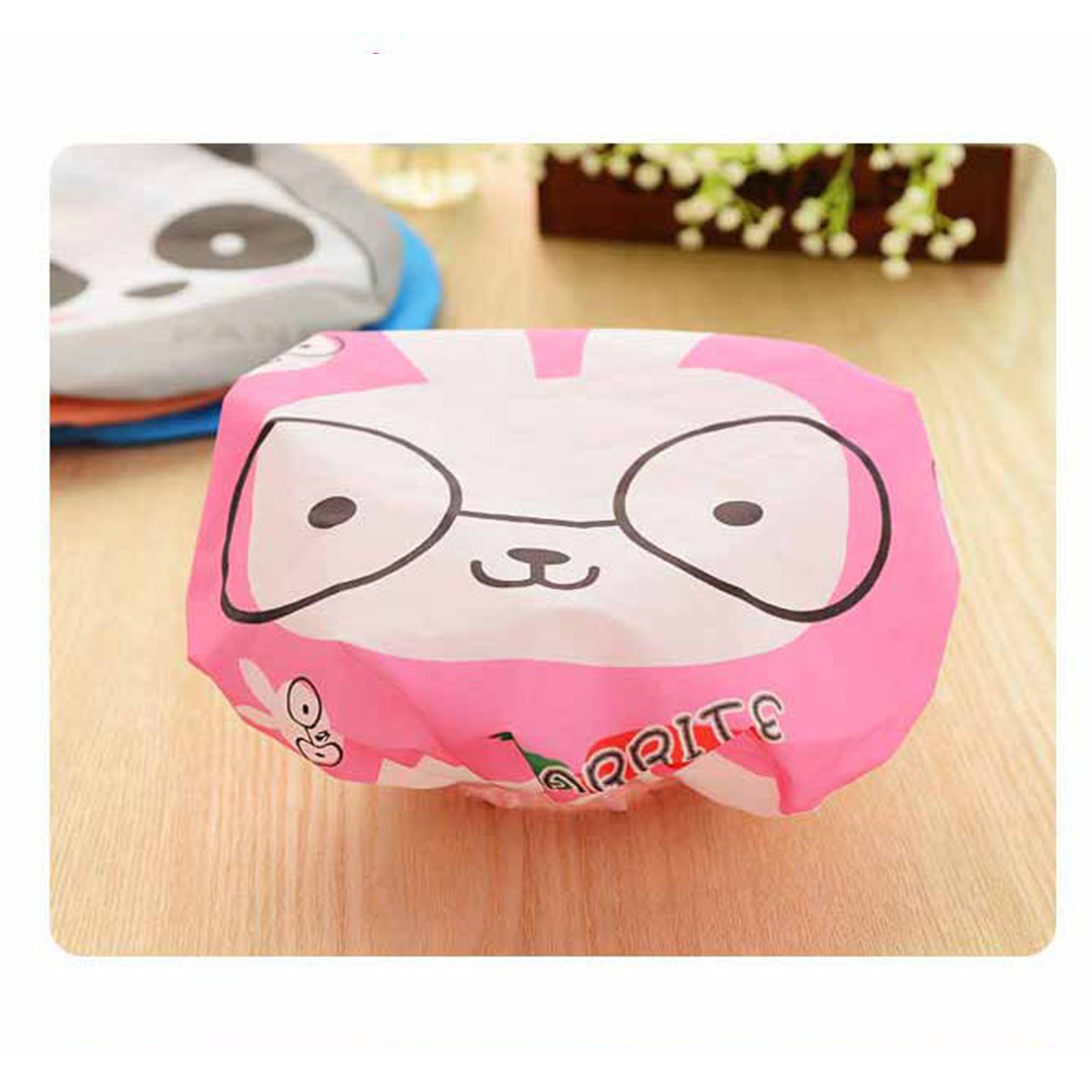 Bath Shower Cap Reusable Waterproof Kitchen Oilproof Hair Hat Cute Cartoon view 12