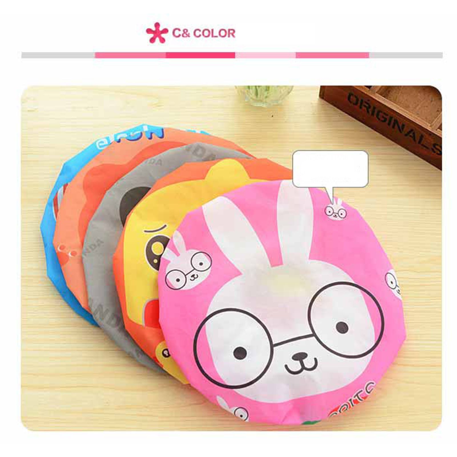 Bath Shower Cap Reusable Waterproof Kitchen Oilproof Hair Hat Cute Cartoon view 13