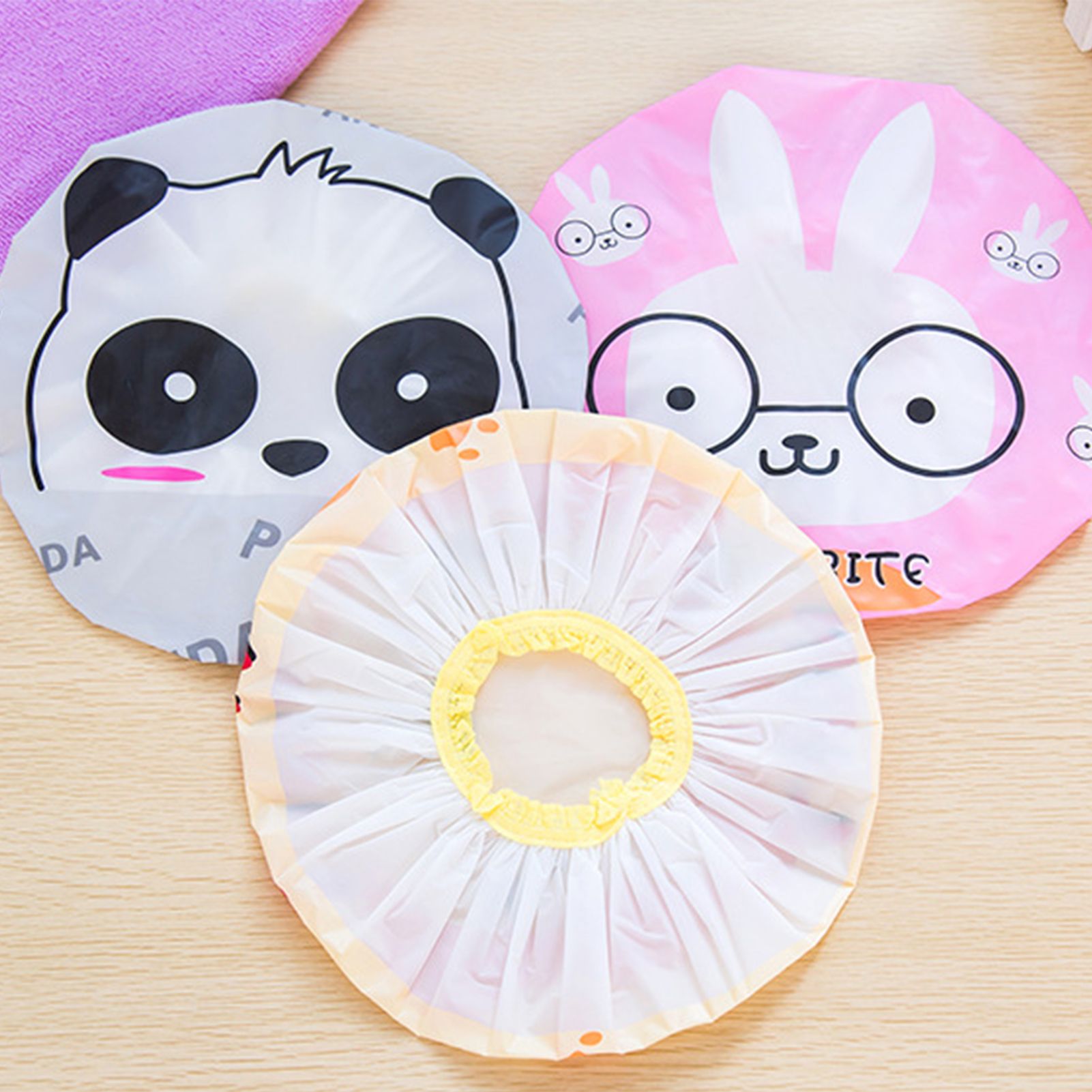 Bath Shower Cap Reusable Waterproof Kitchen Oilproof Hair Hat Cute Cartoon view 14