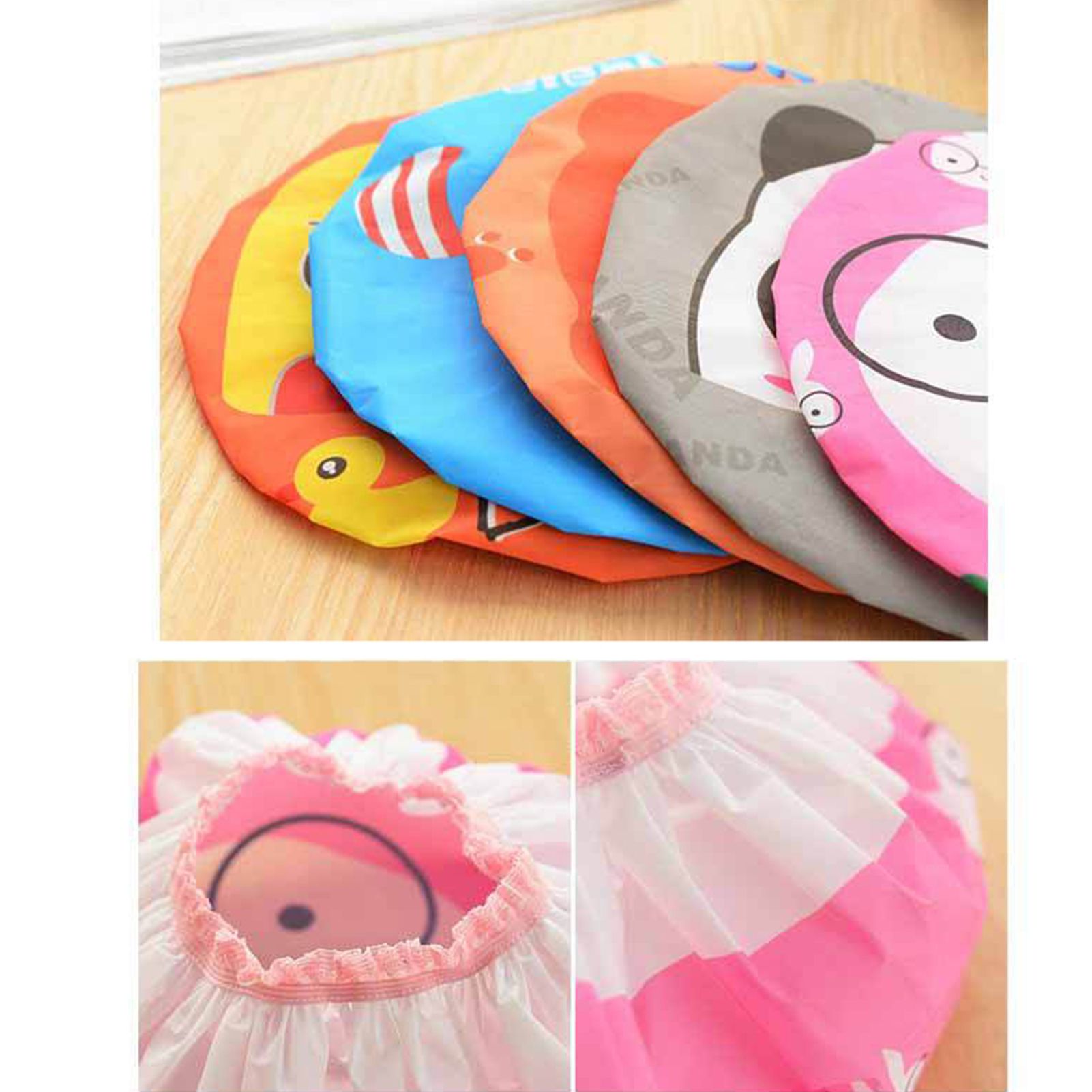 Bath Shower Cap Reusable Waterproof Kitchen Oilproof Hair Hat Cute Cartoon view 15