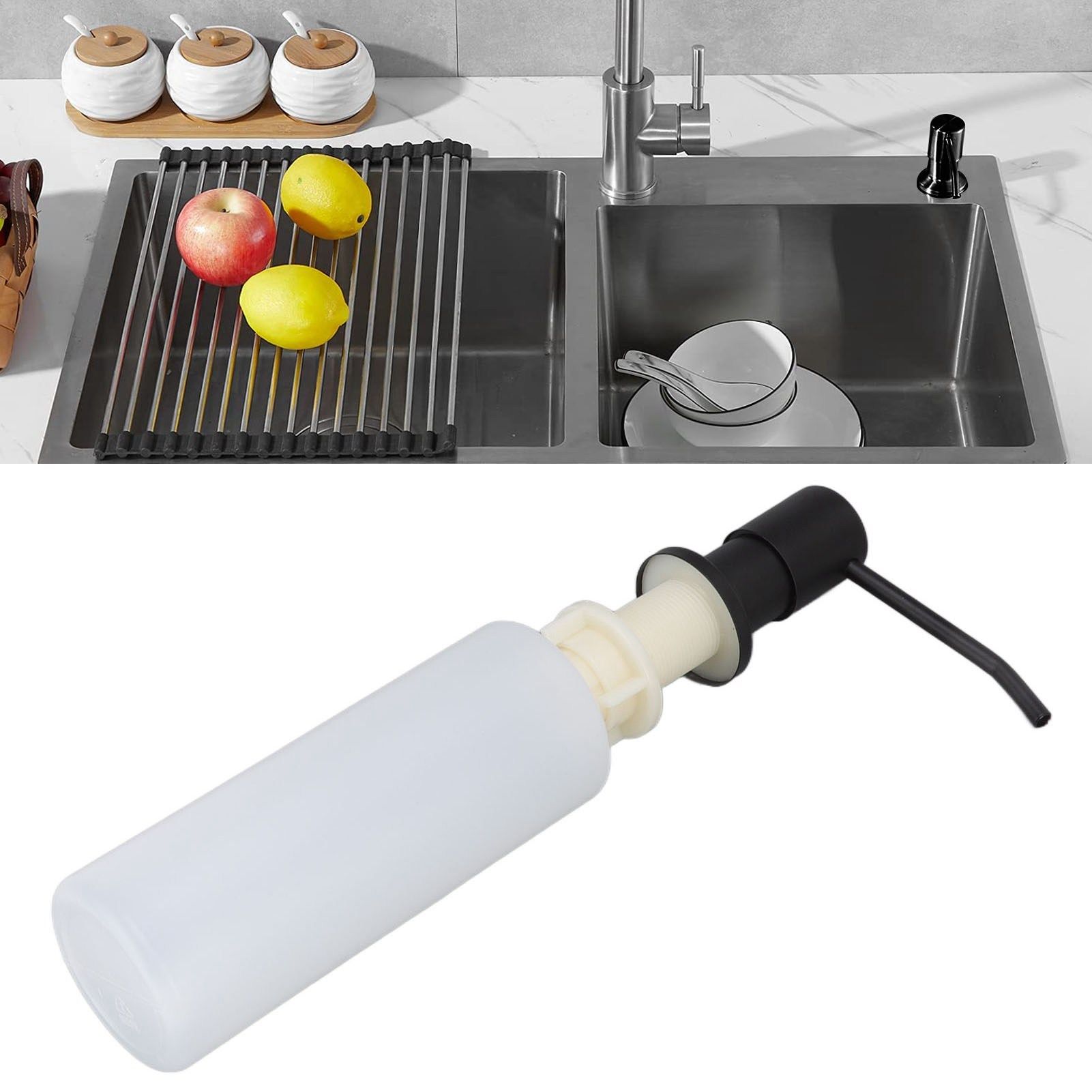 300ml Kitchen Sink Soap Dispenser Stainless Steel 360° Rotation view 11