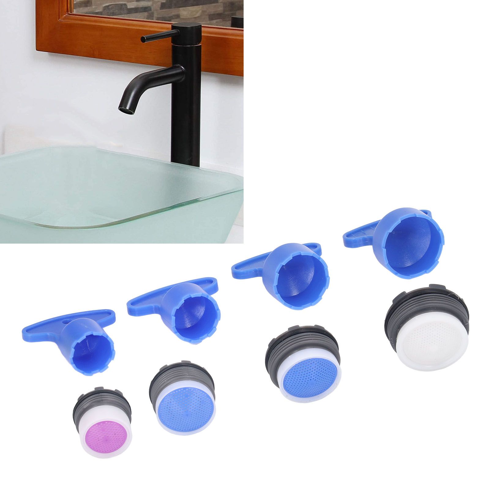 8pcs Faucet Aerator Plastic Insert Water Tap Aerators with Wrenches for view 11