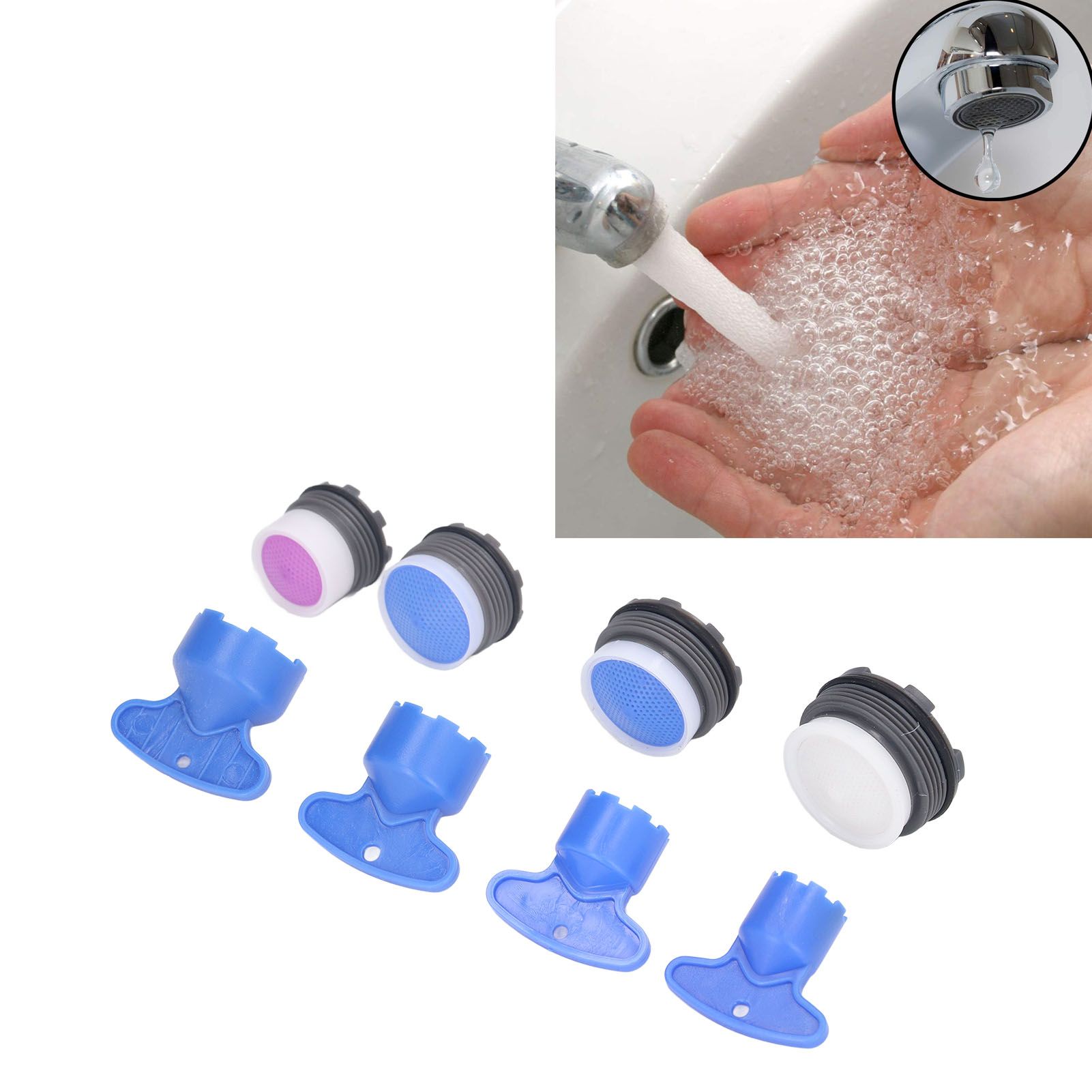 8pcs Faucet Aerator Plastic Insert Water Tap Aerators with Wrenches for view 12