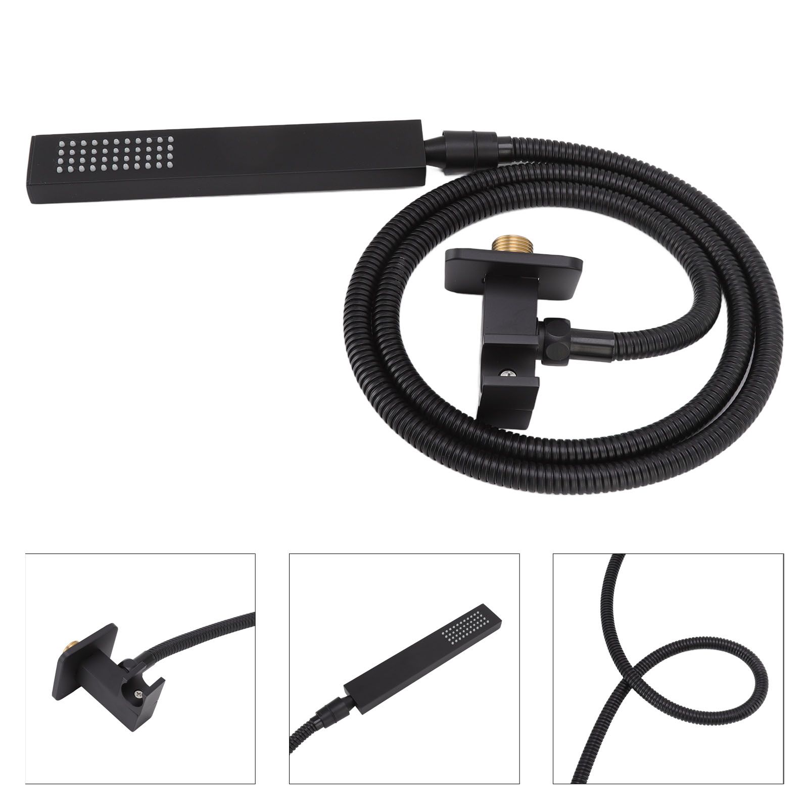 Wall Mounted Shower Set Black High Pressure Shower Head with G1/2 Caliber for view 10