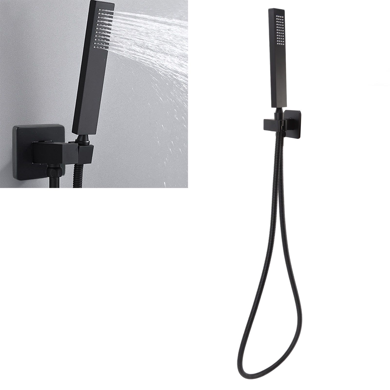 Wall Mounted Shower Set Black High Pressure Shower Head with G1/2 Caliber for view 11