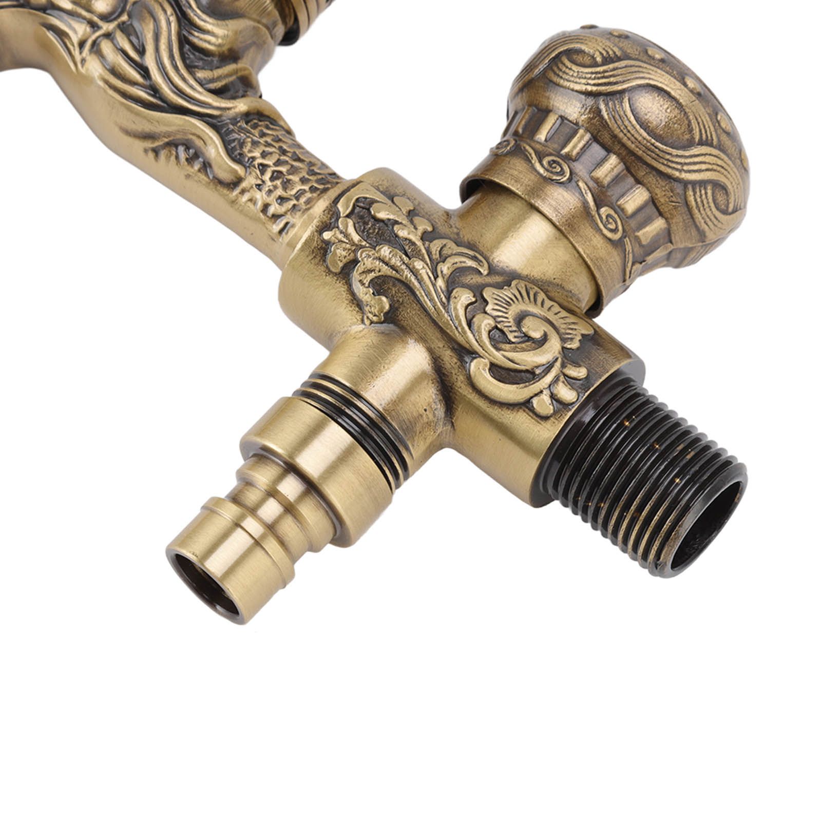 Water Tap 2 Handles 1 Hole Oil Rub Antique Dragon Carved Brass Faucet for view 15