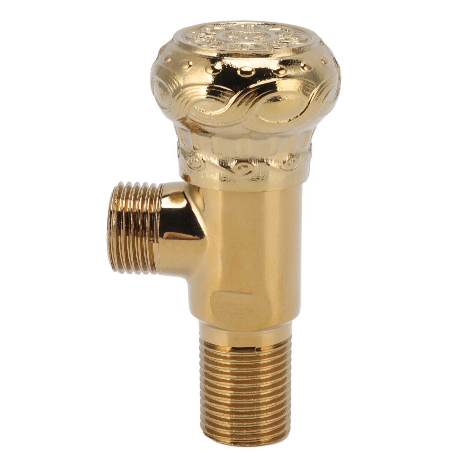 Angle Stop Valve Gold Antique Full Copper Carving Thicken Cold Hot Faucet view 2