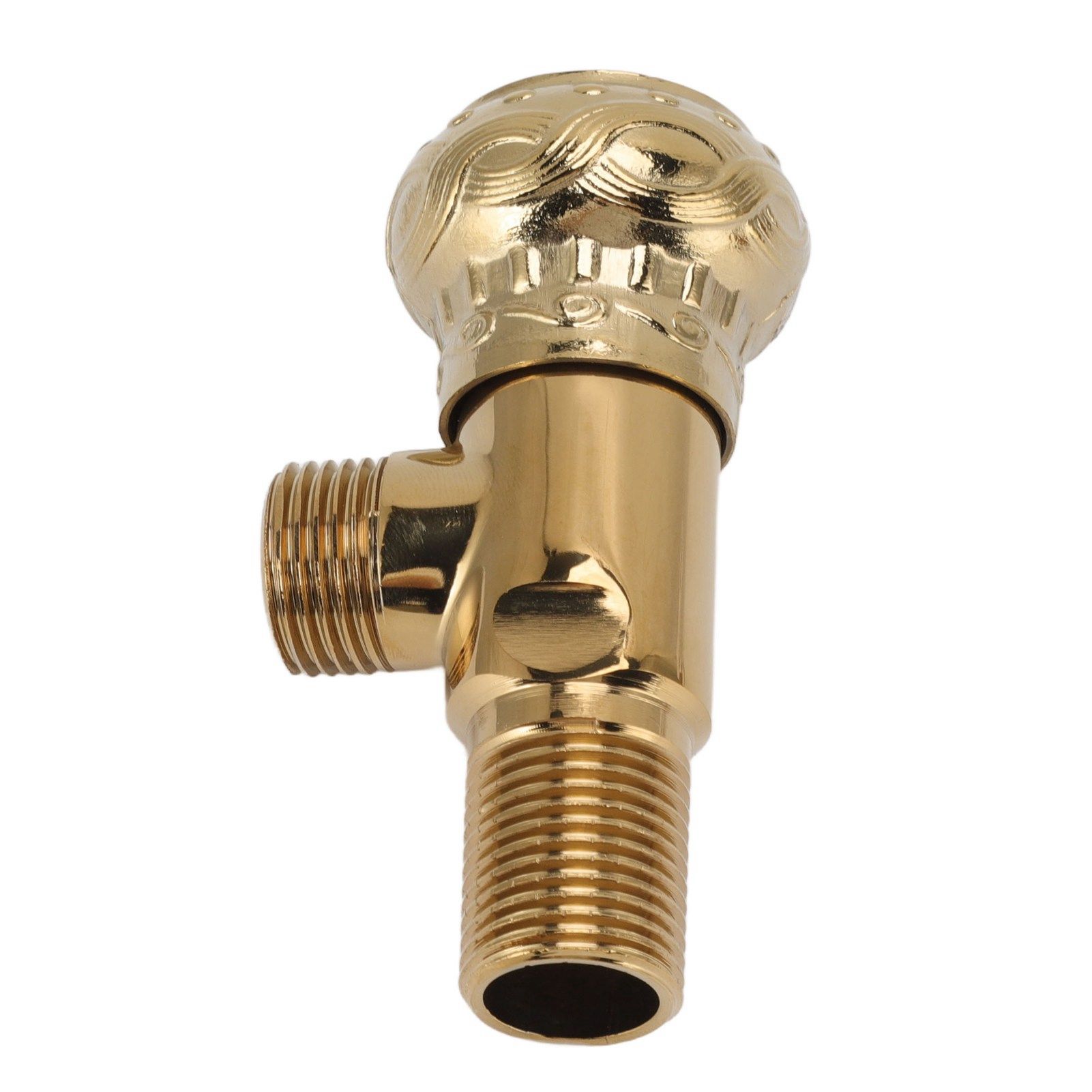 Angle Stop Valve Gold Antique Full Copper Carving Thicken Cold Hot Faucet view 3
