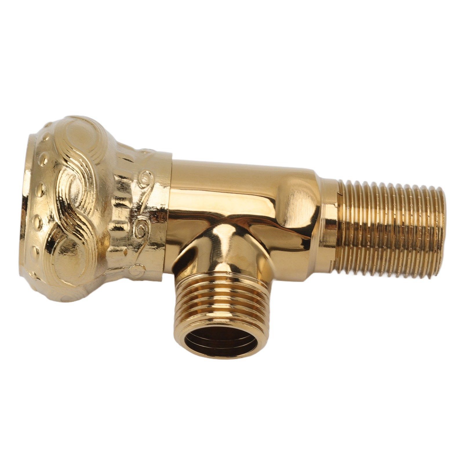 Angle Stop Valve Gold Antique Full Copper Carving Thicken Cold Hot Faucet view 4