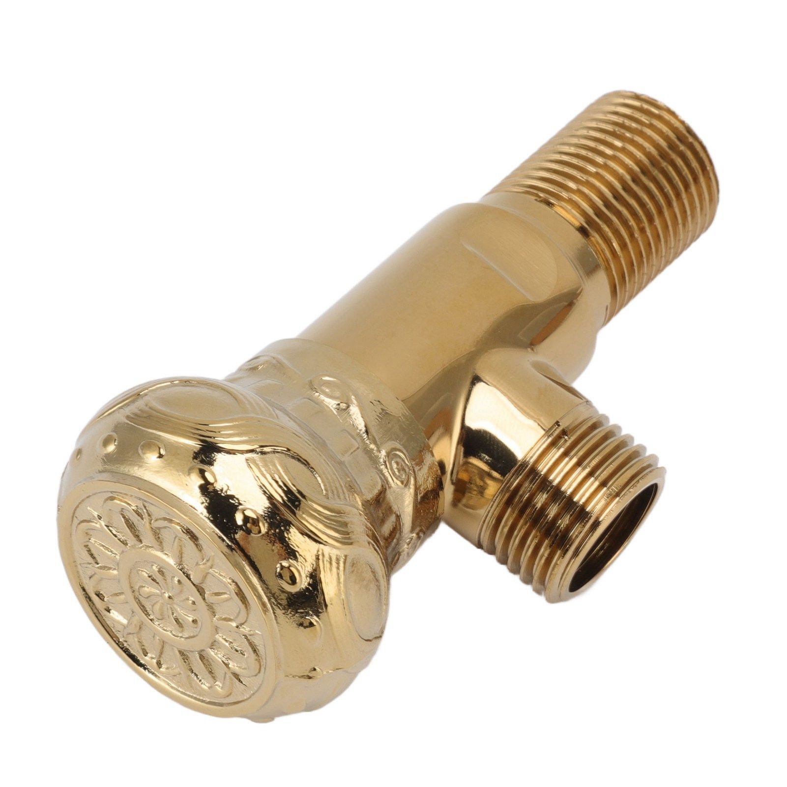 Angle Stop Valve Gold Antique Full Copper Carving Thicken Cold Hot Faucet view 5