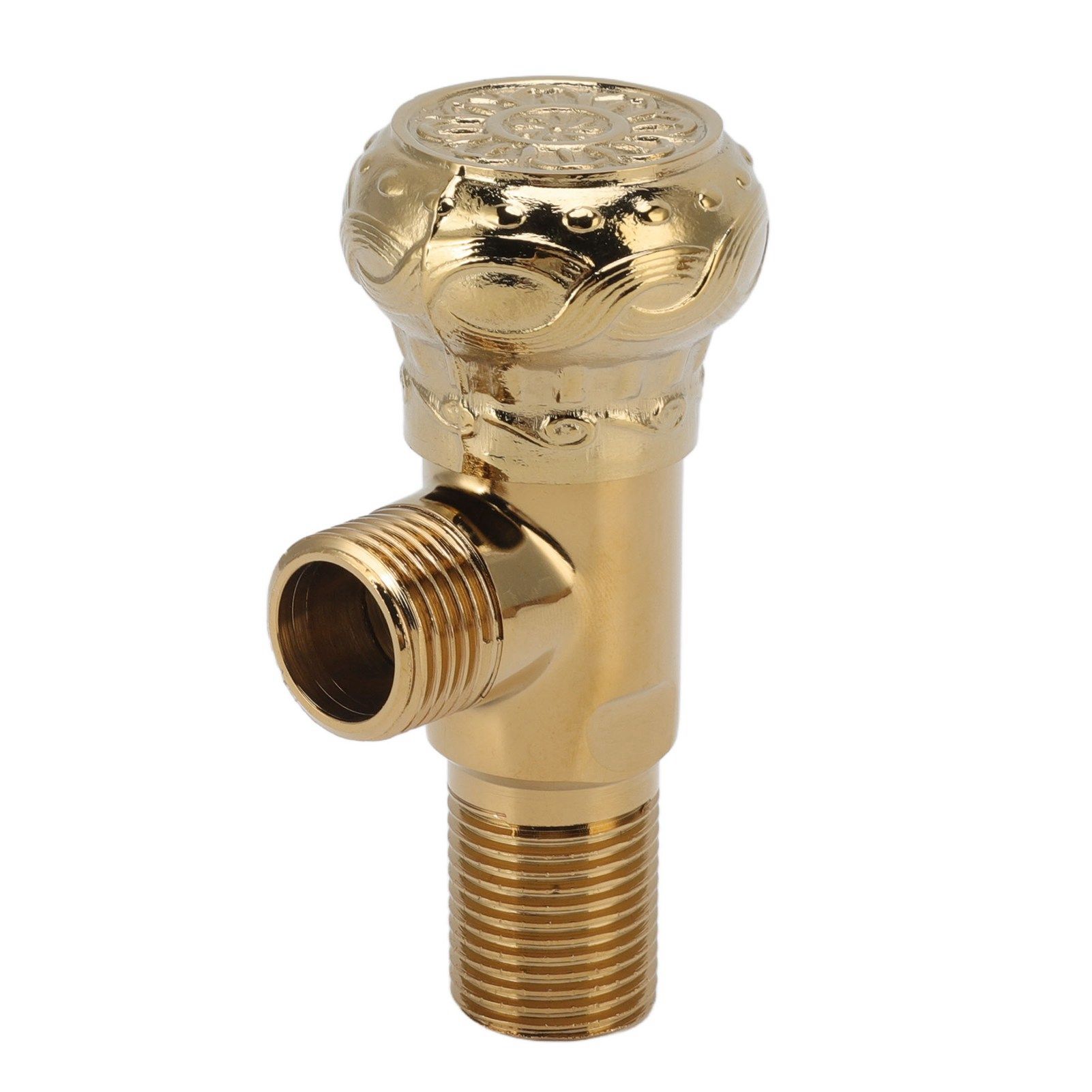 Angle Stop Valve Gold Antique Full Copper Carving Thicken Cold Hot Faucet view 6