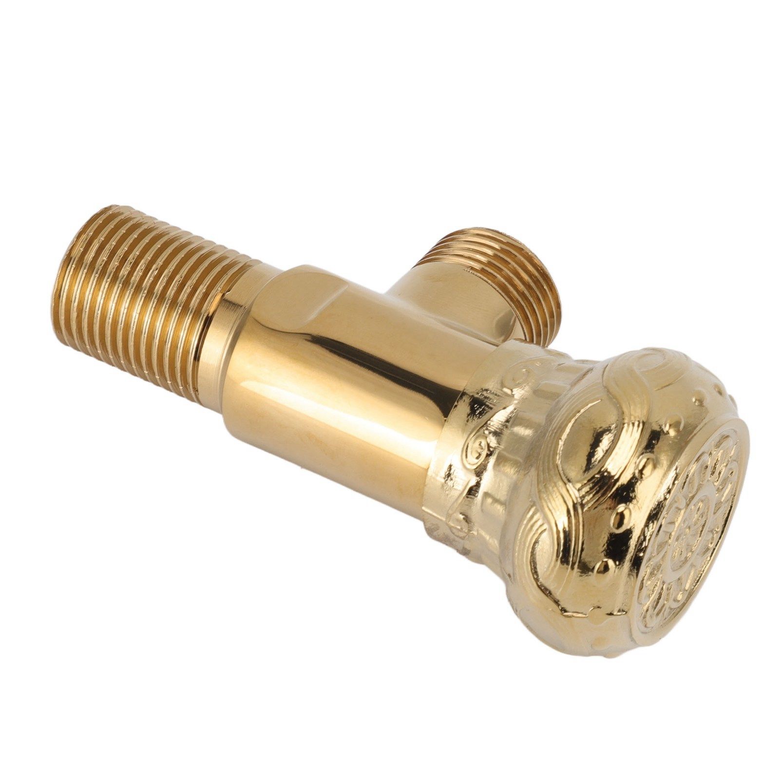 Angle Stop Valve Gold Antique Full Copper Carving Thicken Cold Hot Faucet view 7