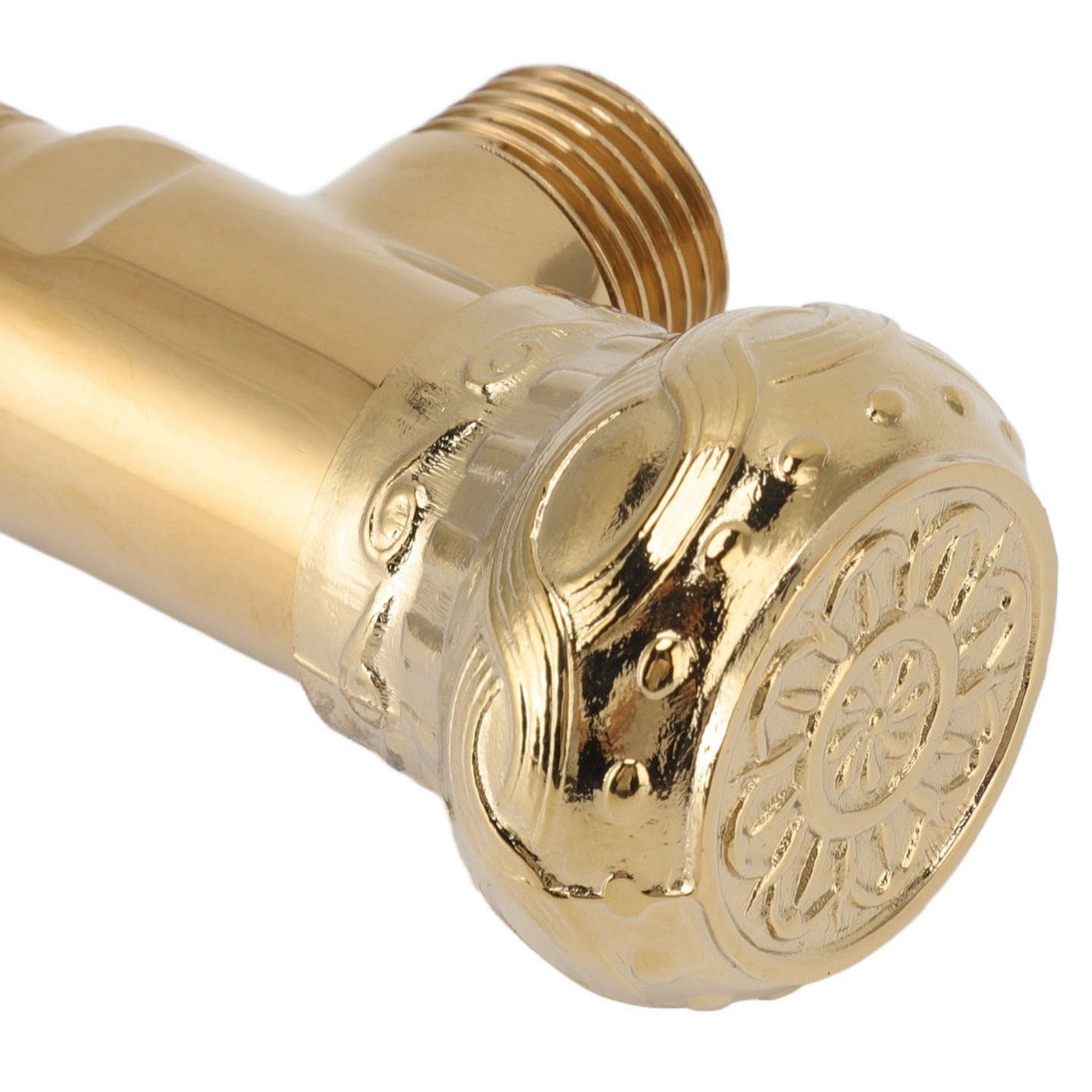 Angle Stop Valve Gold Antique Full Copper Carving Thicken Cold Hot Faucet view 14