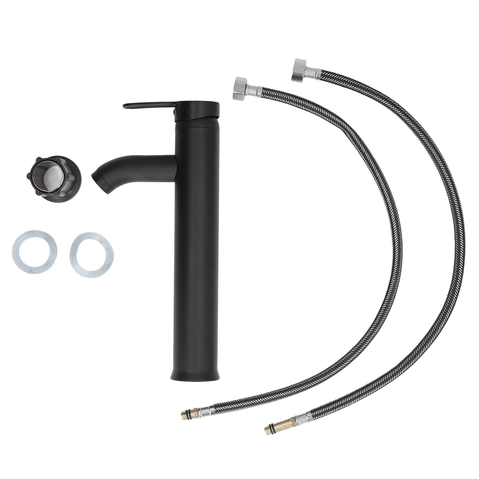 Black Faucet Bathroom G1/2 Stainless Steel Easy Control Matte Black Tall
