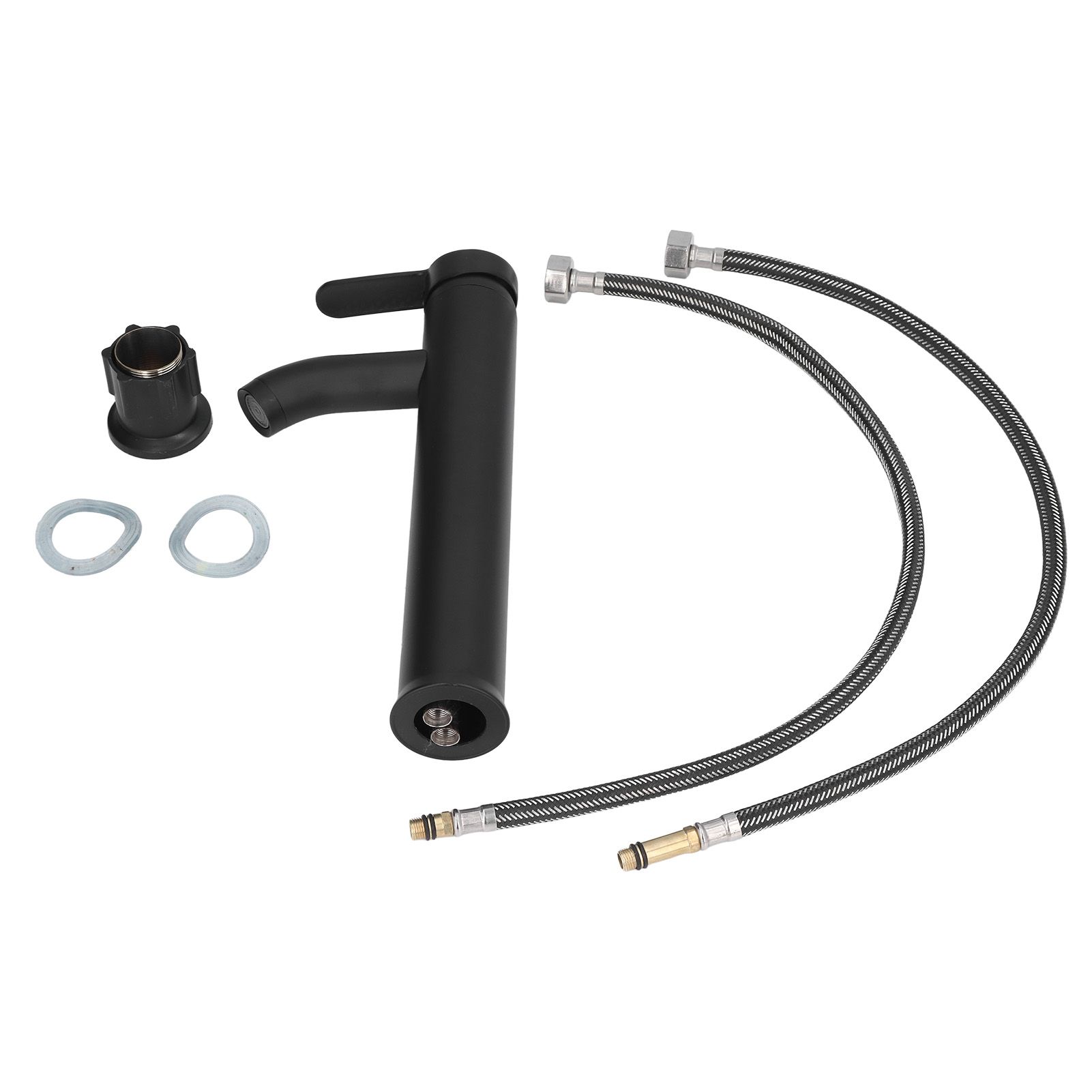 Black Faucet Bathroom G1/2 Stainless Steel Easy Control Matte Black Tall view 2
