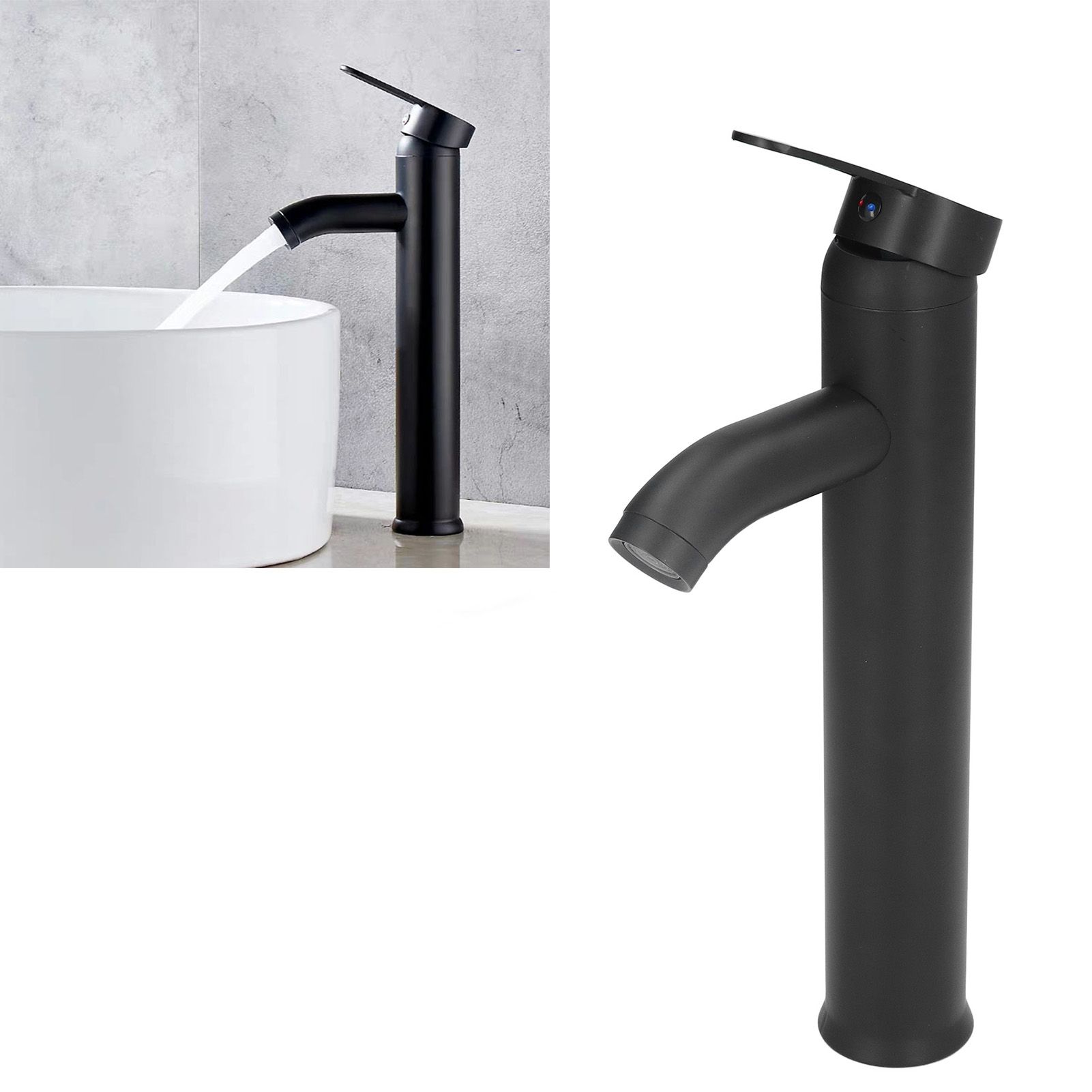 Black Faucet Bathroom G1/2 Stainless Steel Easy Control Matte Black Tall view 11
