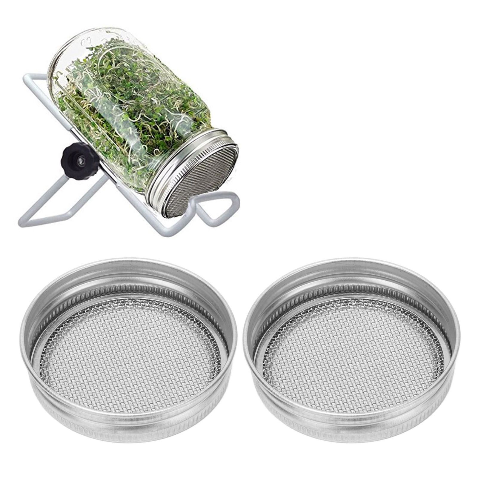 2Pcs Seed Sprouting Jar Filter Lids Stainless Steel Germination Accessory for view 11