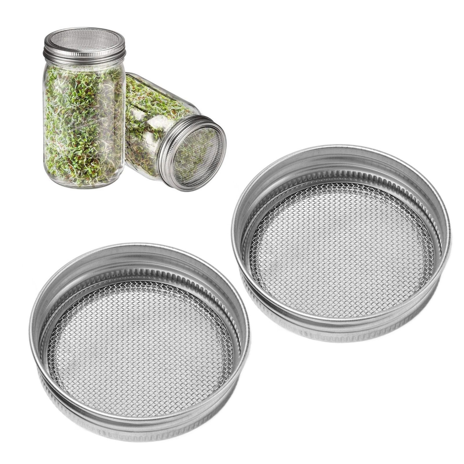 2Pcs Seed Sprouting Jar Filter Lids Stainless Steel Germination Accessory for view 12