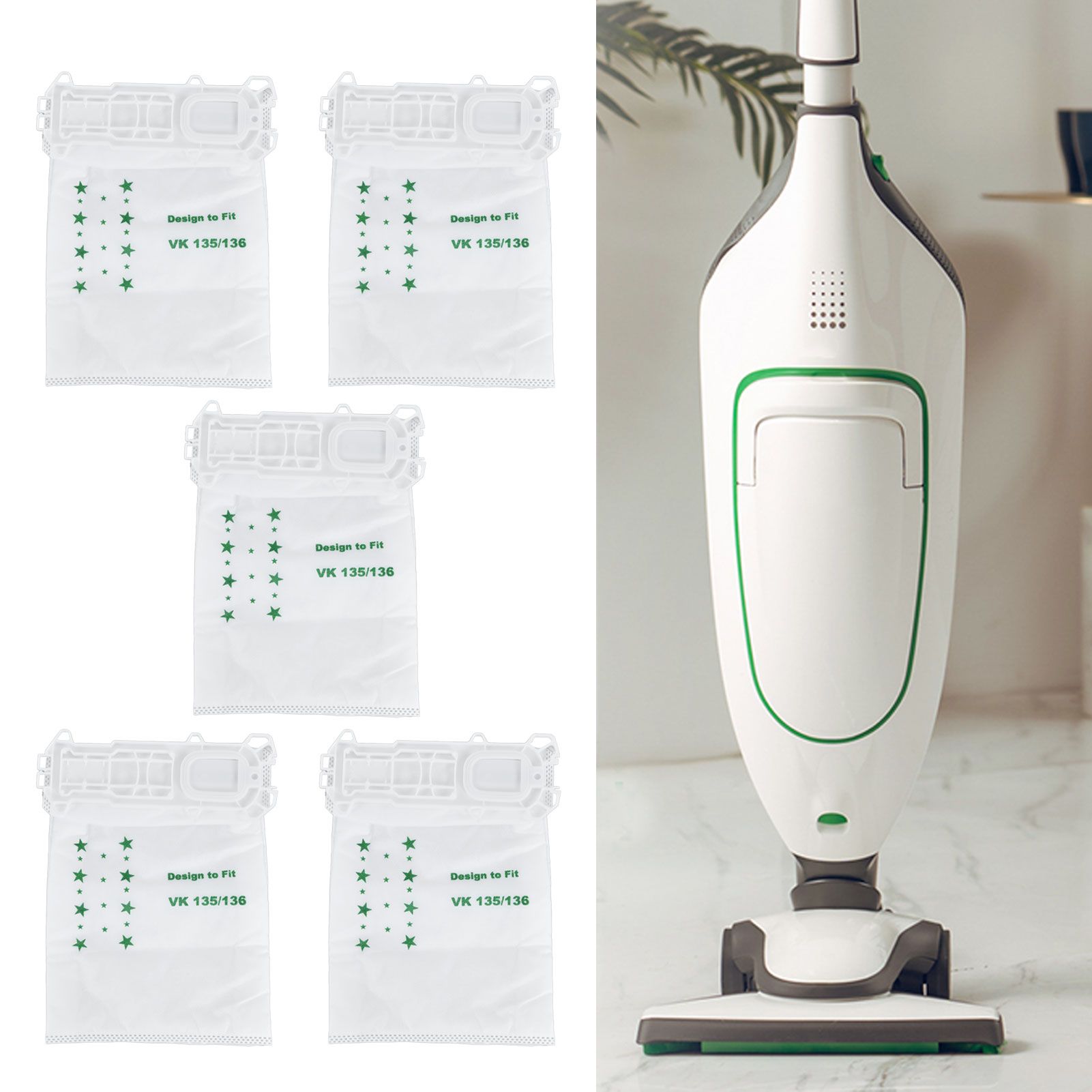 5PCS Vacuum Cleaner Dust Bag Nonwoven Vacuum Cleaner Garbage Bag for VORWERK view 12